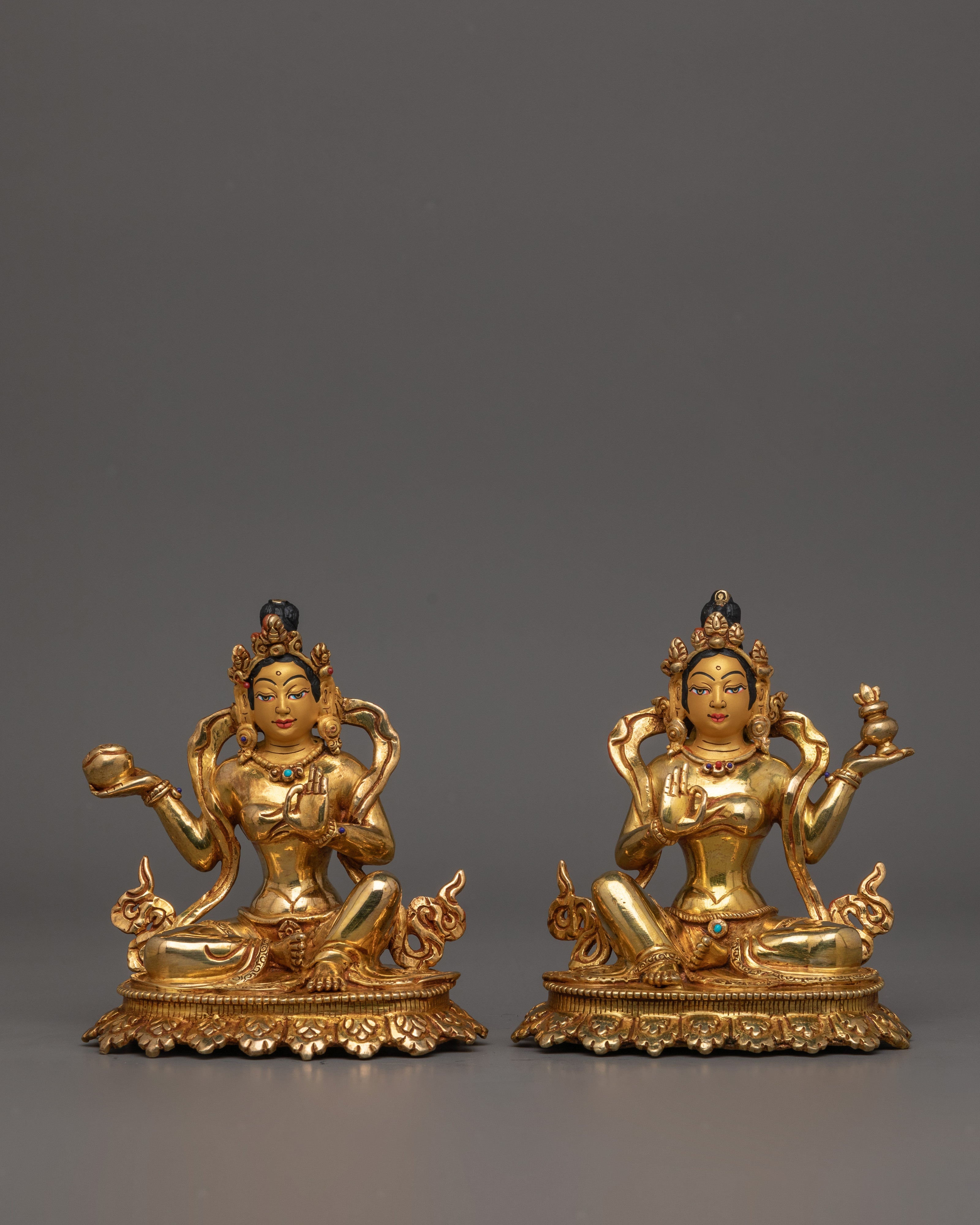 Statue Of Guru Rinpoche with consort | Mandarava and Yeshe Tsogyal
