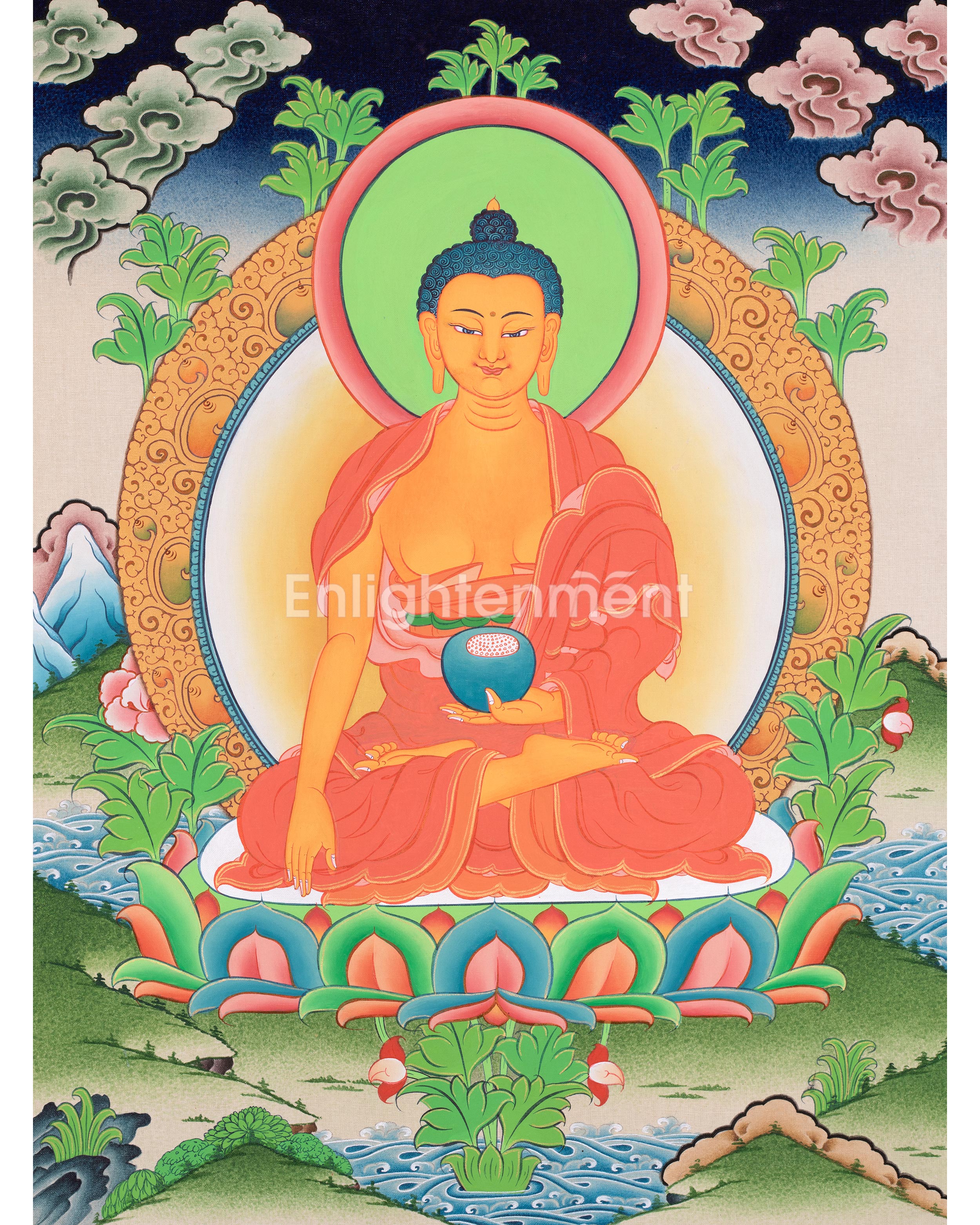 Shakyamuni Buddha Art | Hand Painted Sacred Thangka Painting | Spiritual Wall Decors