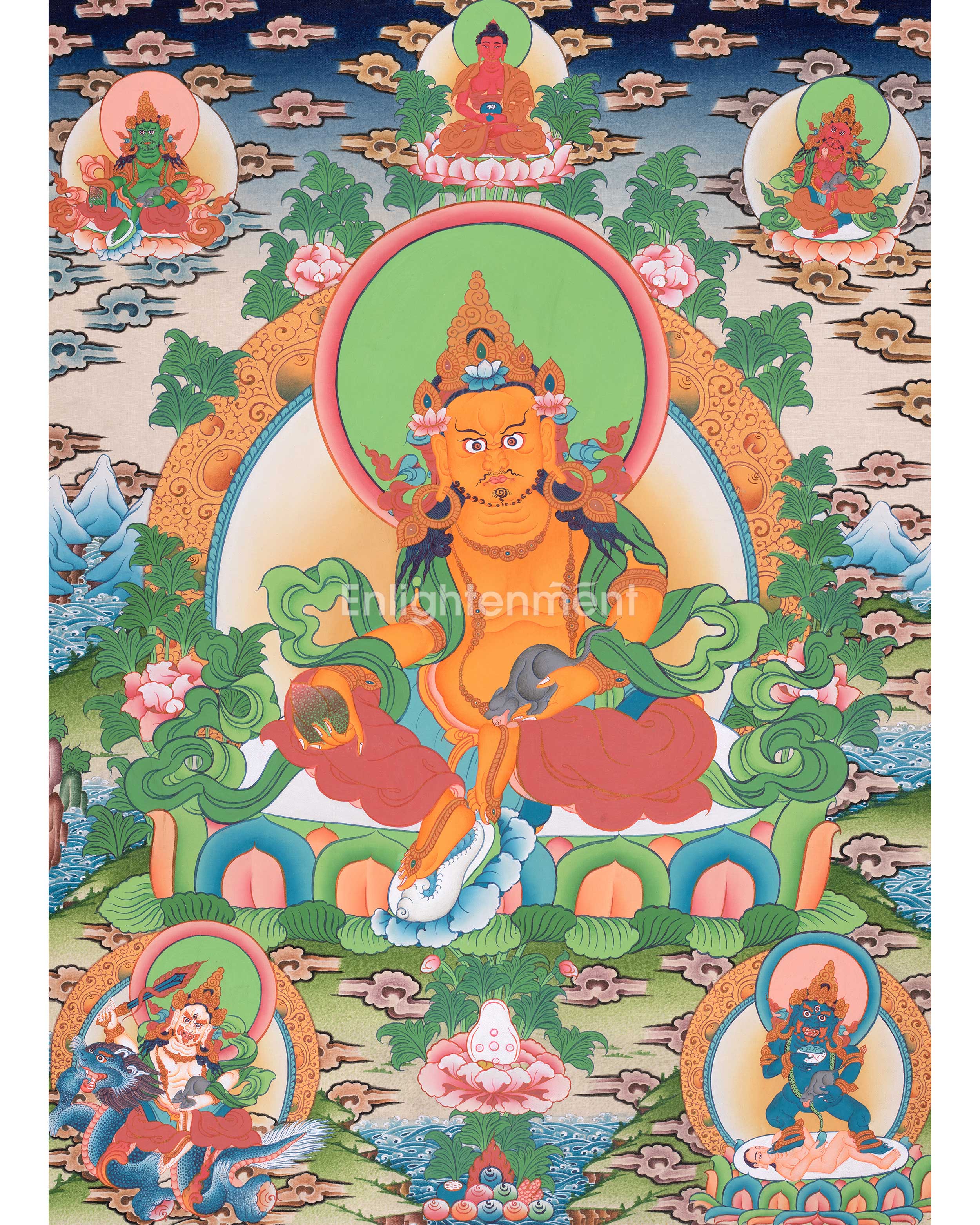 Traditional 5 Dzambhala Thangka