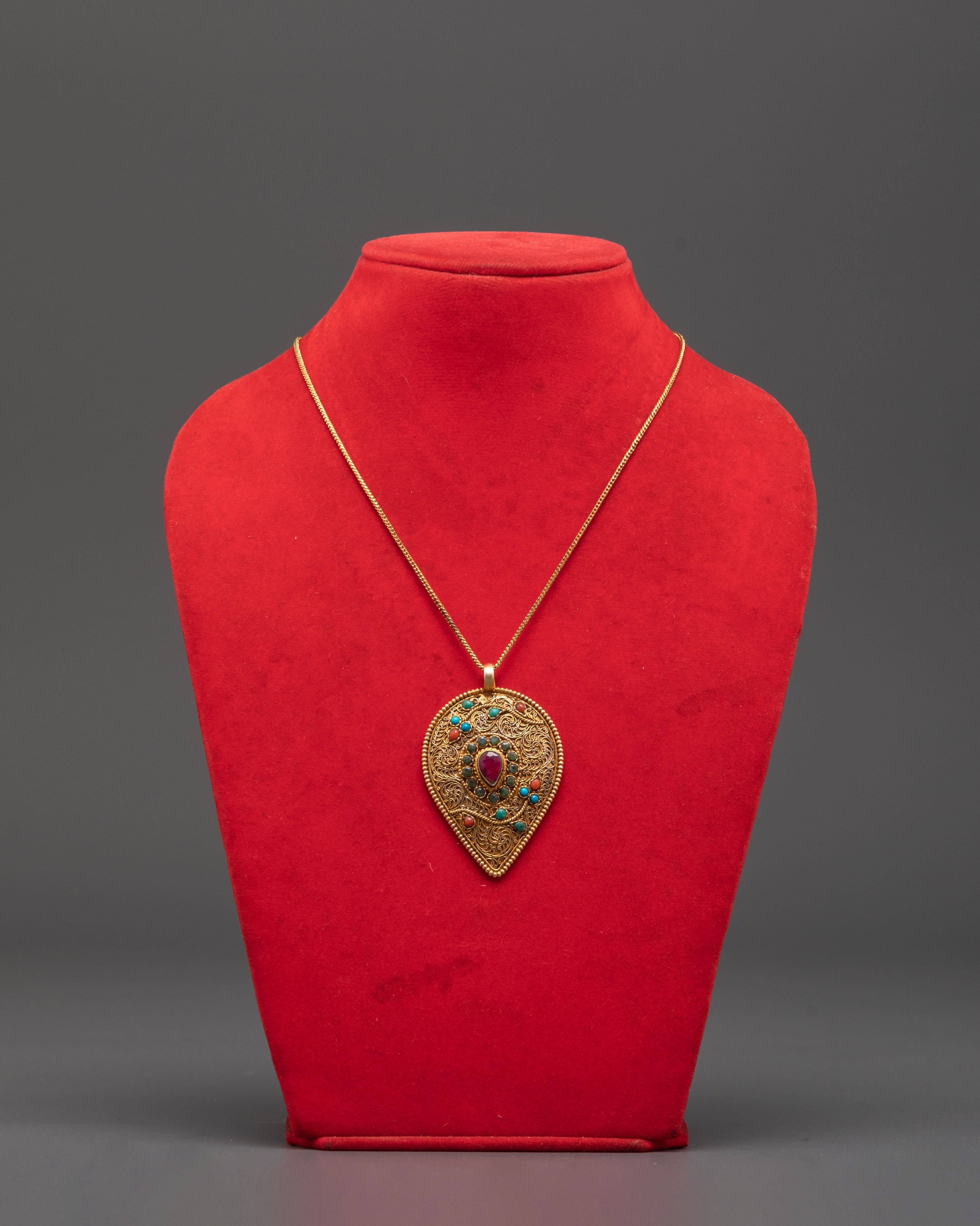 Panna Locket | Ruby Coral Turquoise Pendant