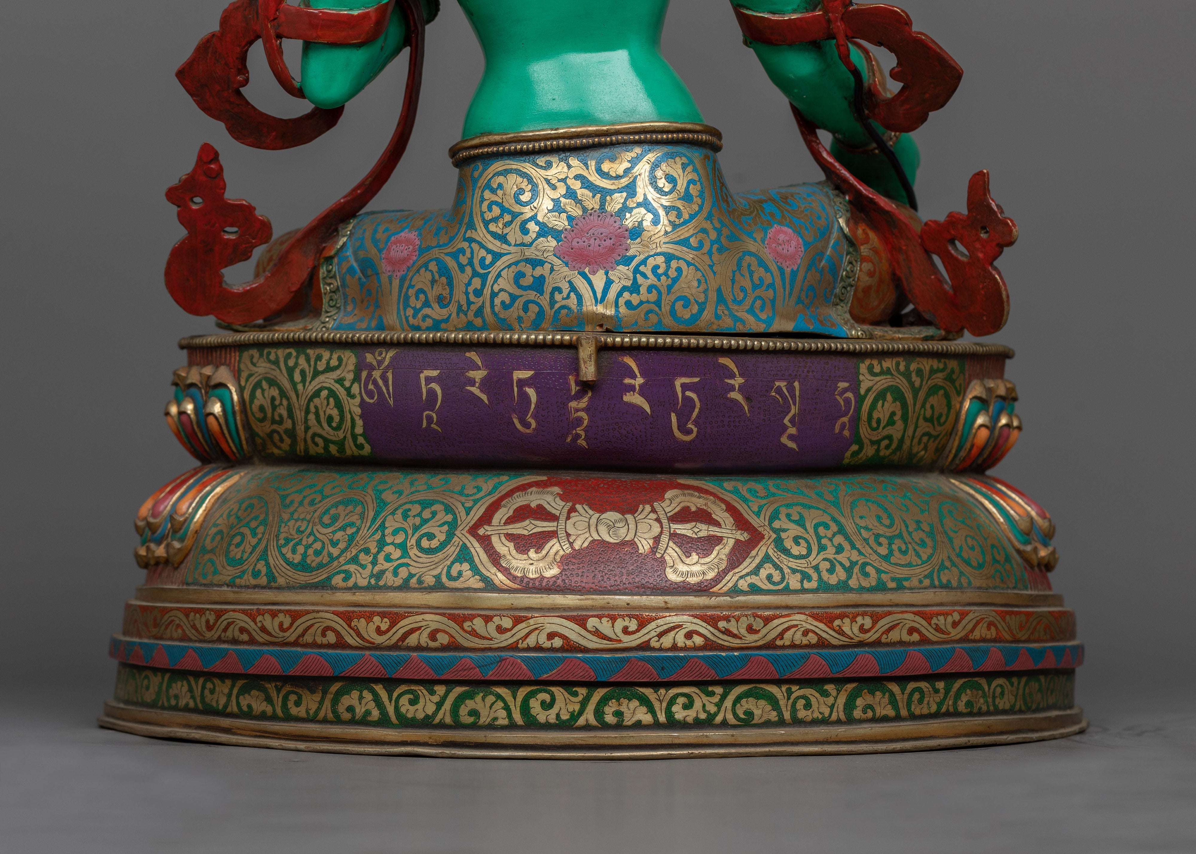 Green Tara Beautiful Sculpture | Stunning 24K Gold Gilded Statue
