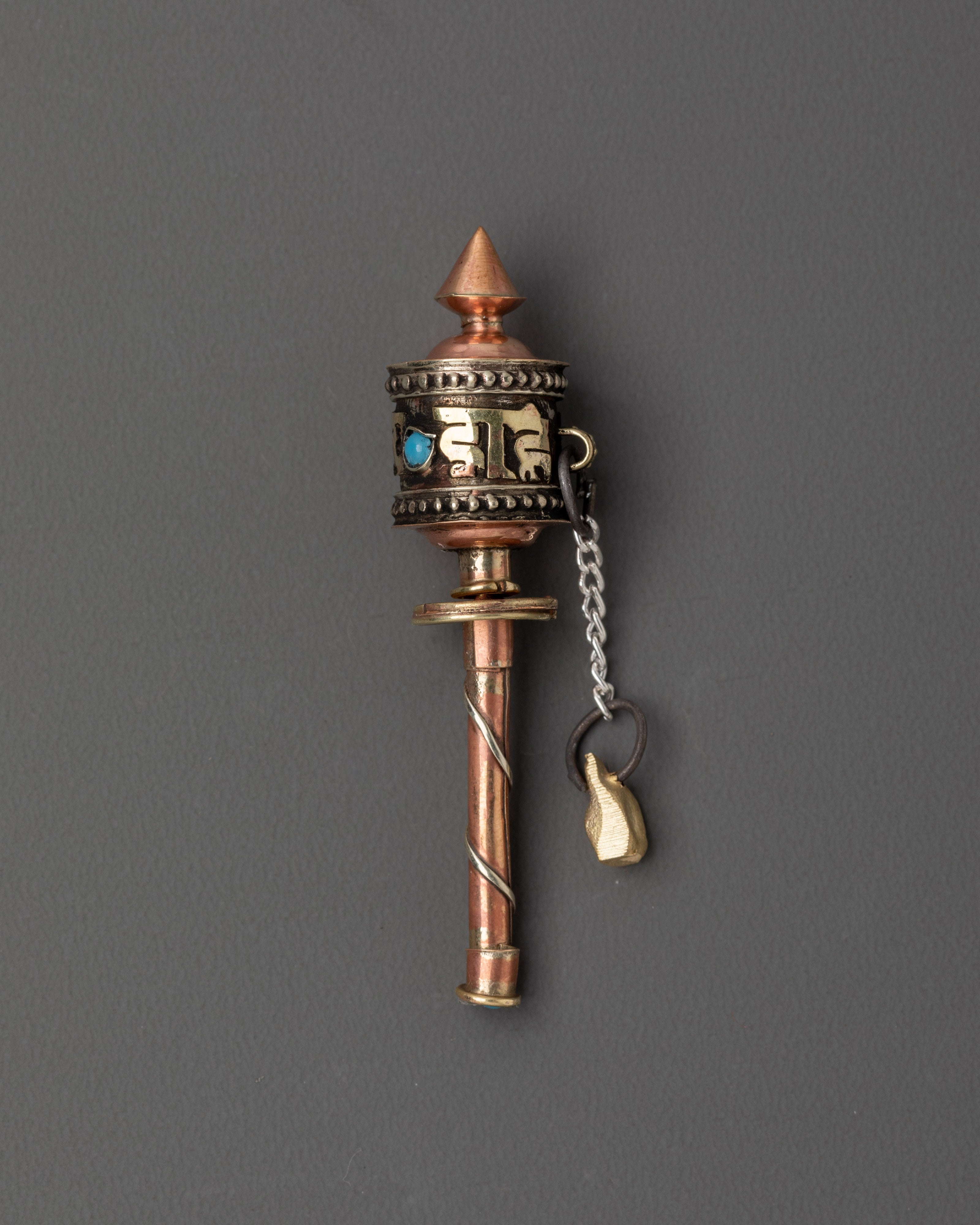 Handheld Tibetan Prayer Wheel in Copper