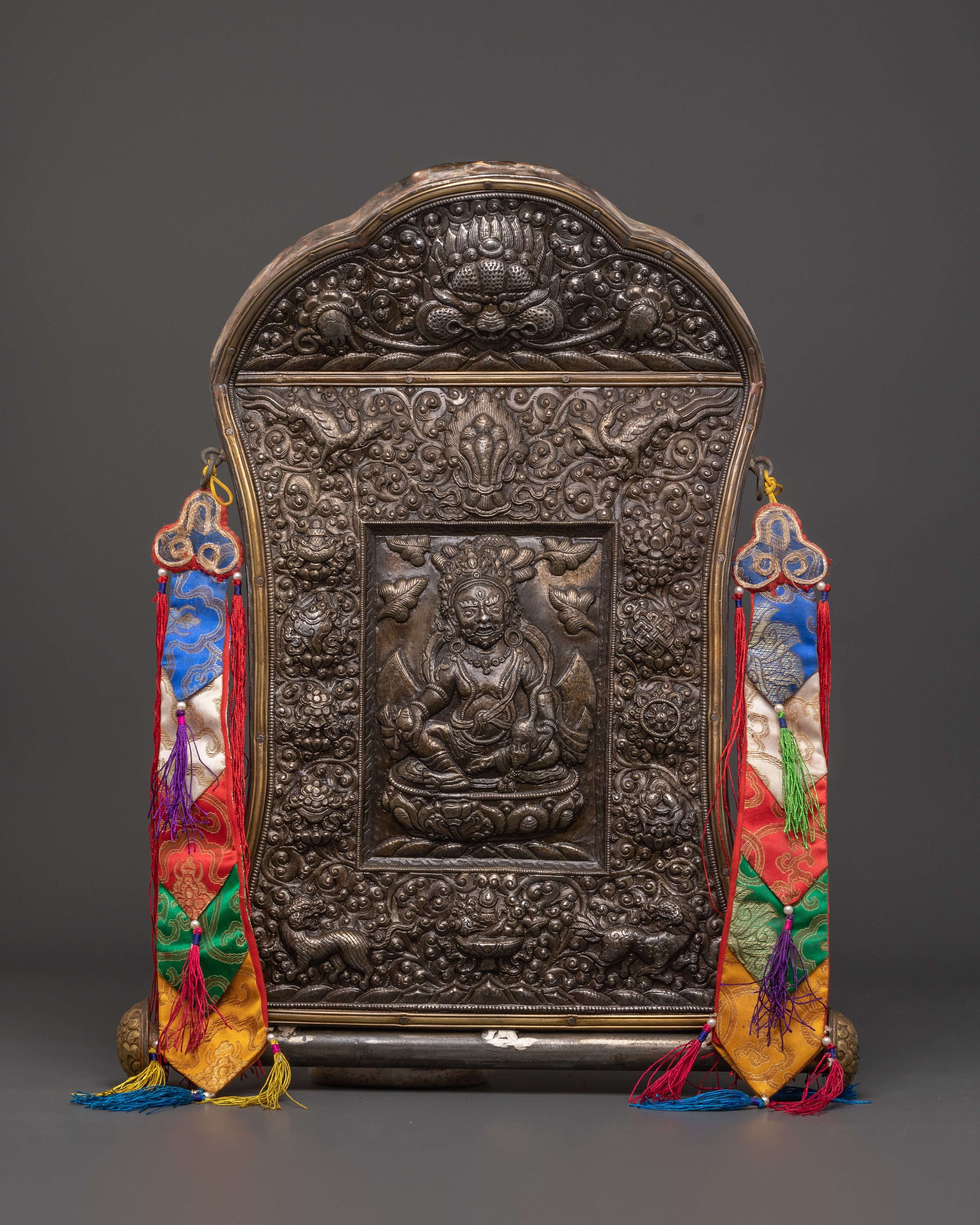 Handcrafted Dzambhala Metal Thangka | Spiritual Tibetan Buddhist Art