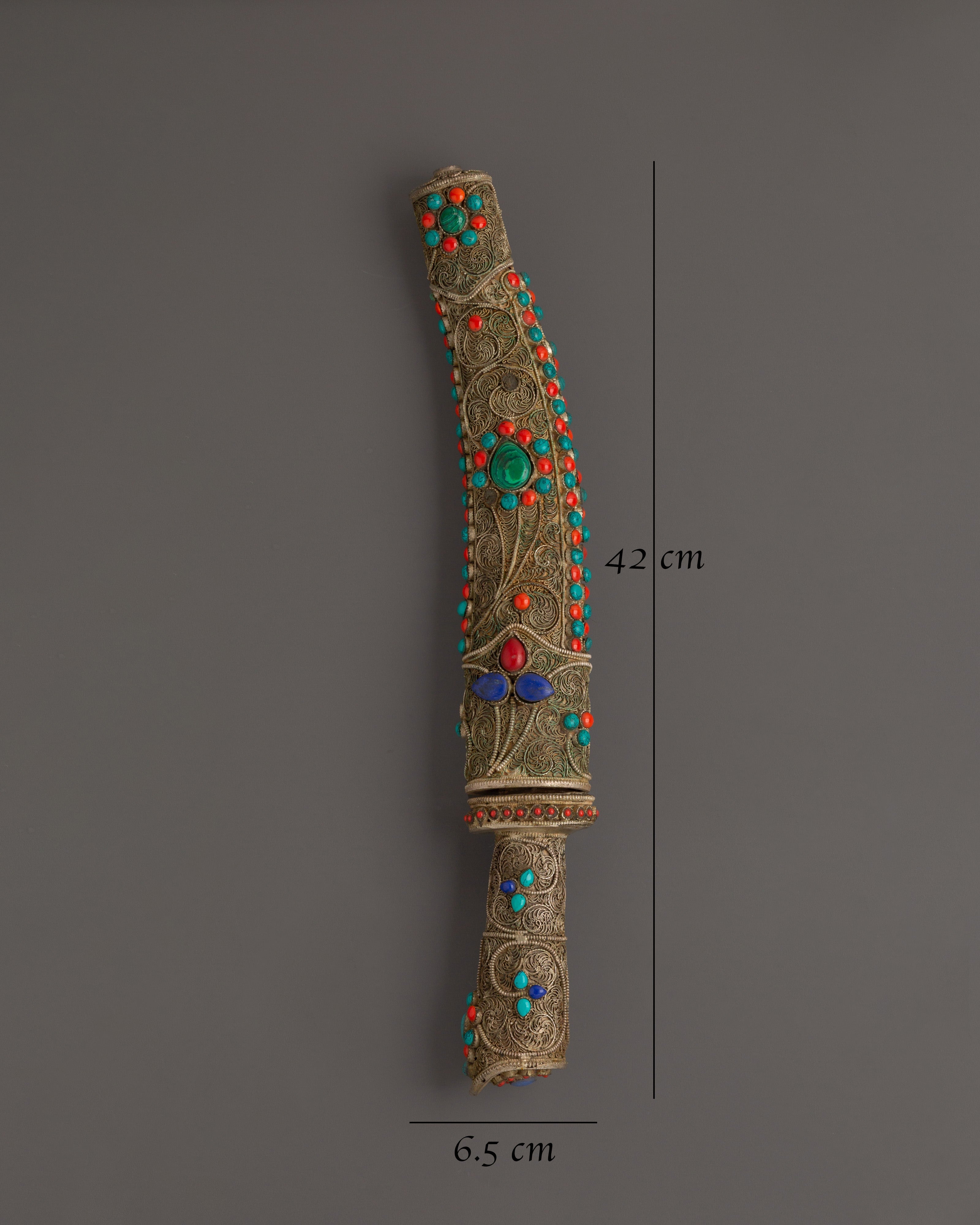 Himalayan Ceremonial Dagger | Ritual Knife with Gemstone Inlay
