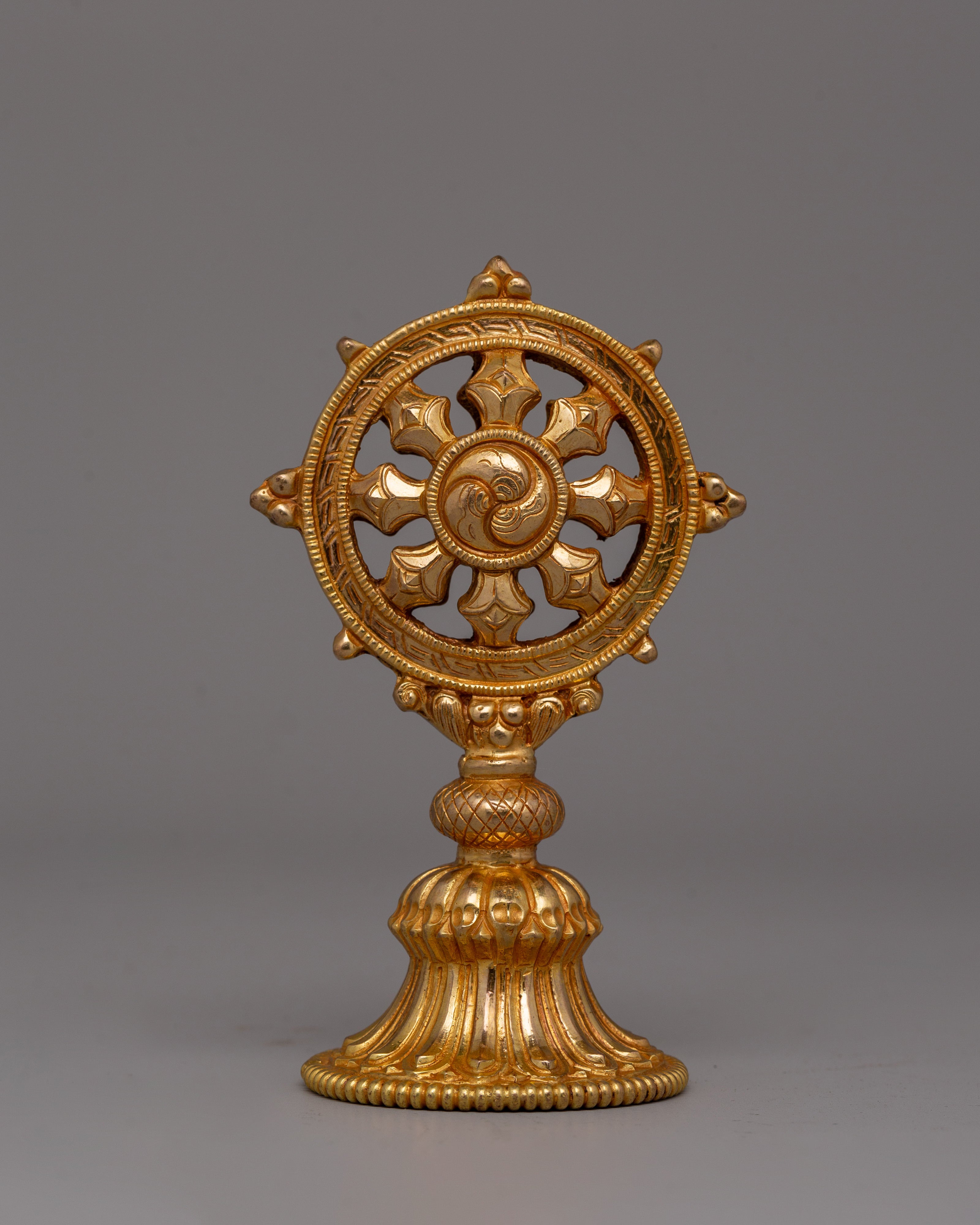 Copper Dharma Wheel with Deer Set | perfect for meditation