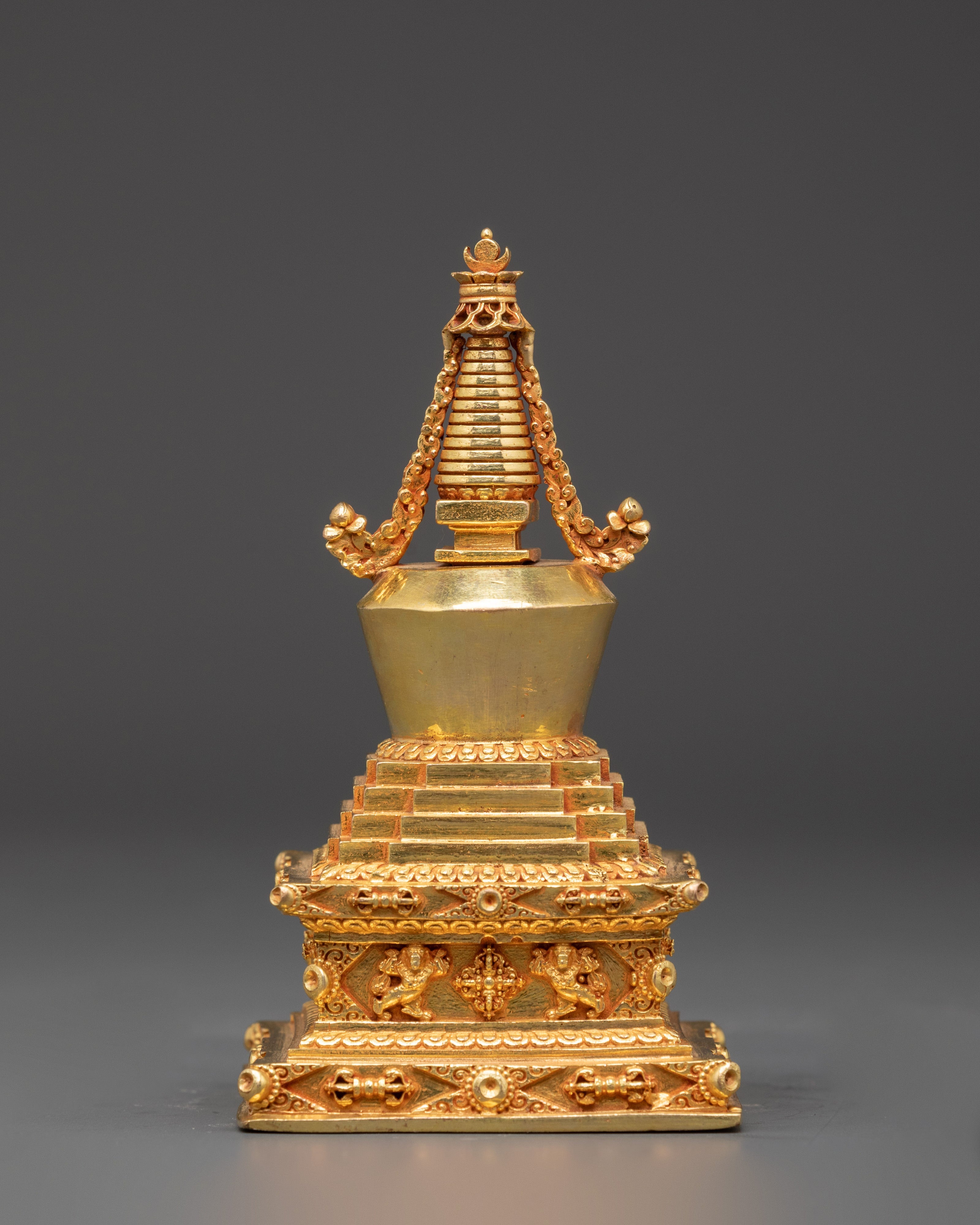 Tibetan Buddhist Ritual Shrine | Handcrafted Gold Plated Copper Altar Decoration