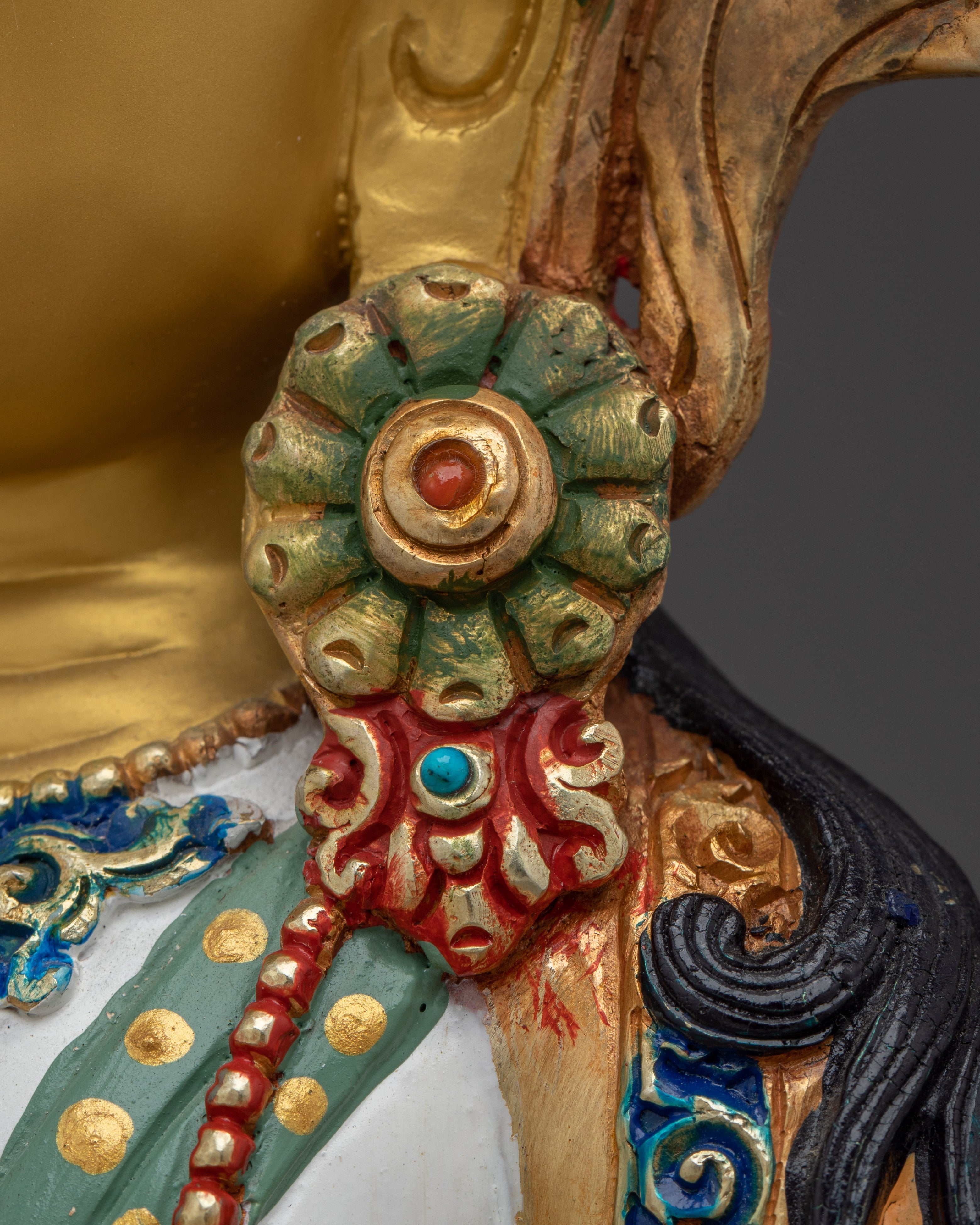 Vajrasattva Statue with Copper Details | Intricate Gold & Acrylic Paintings