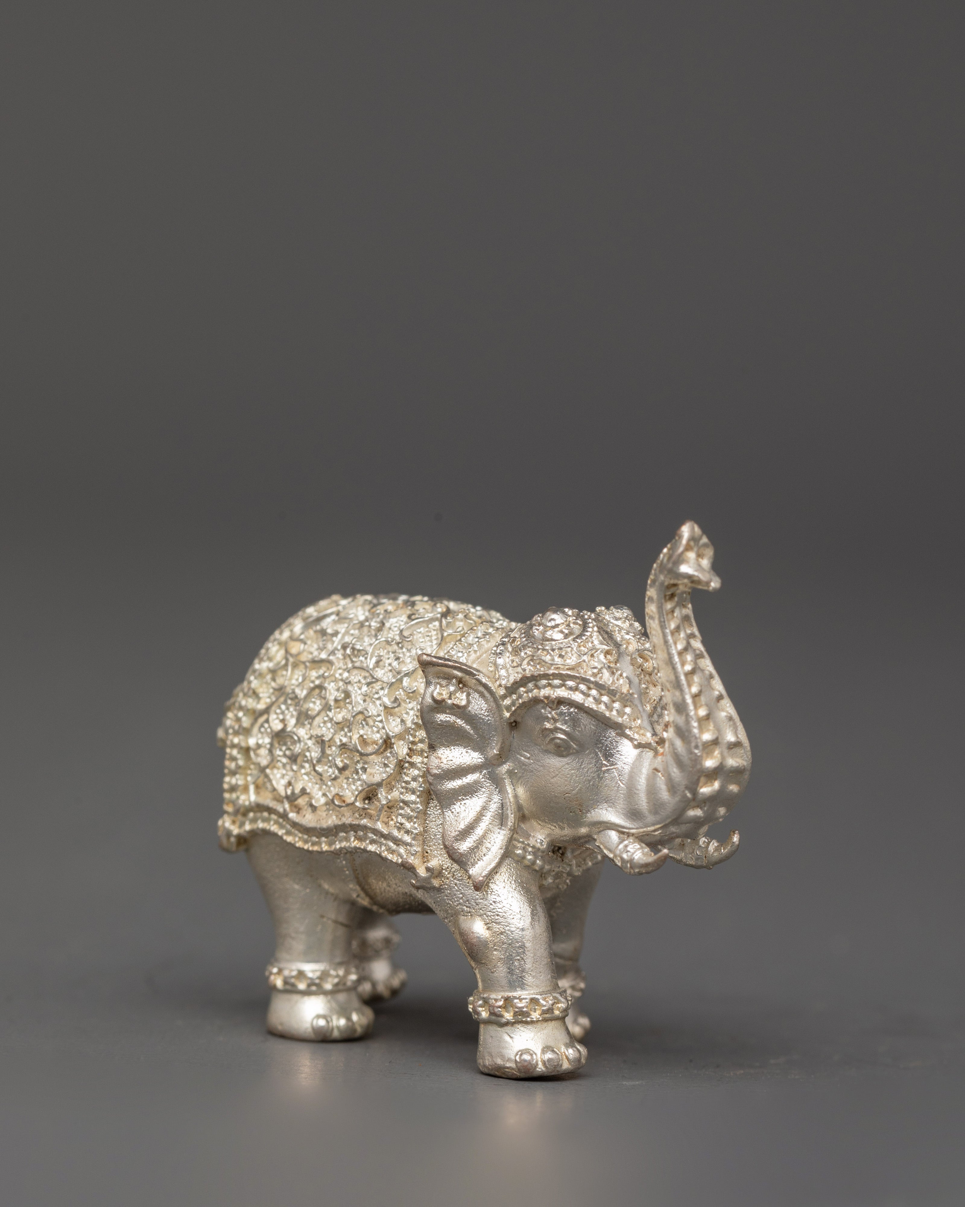 Silver Plated Elephant Figurine | Small Decor Elephant Statue for Home & Office