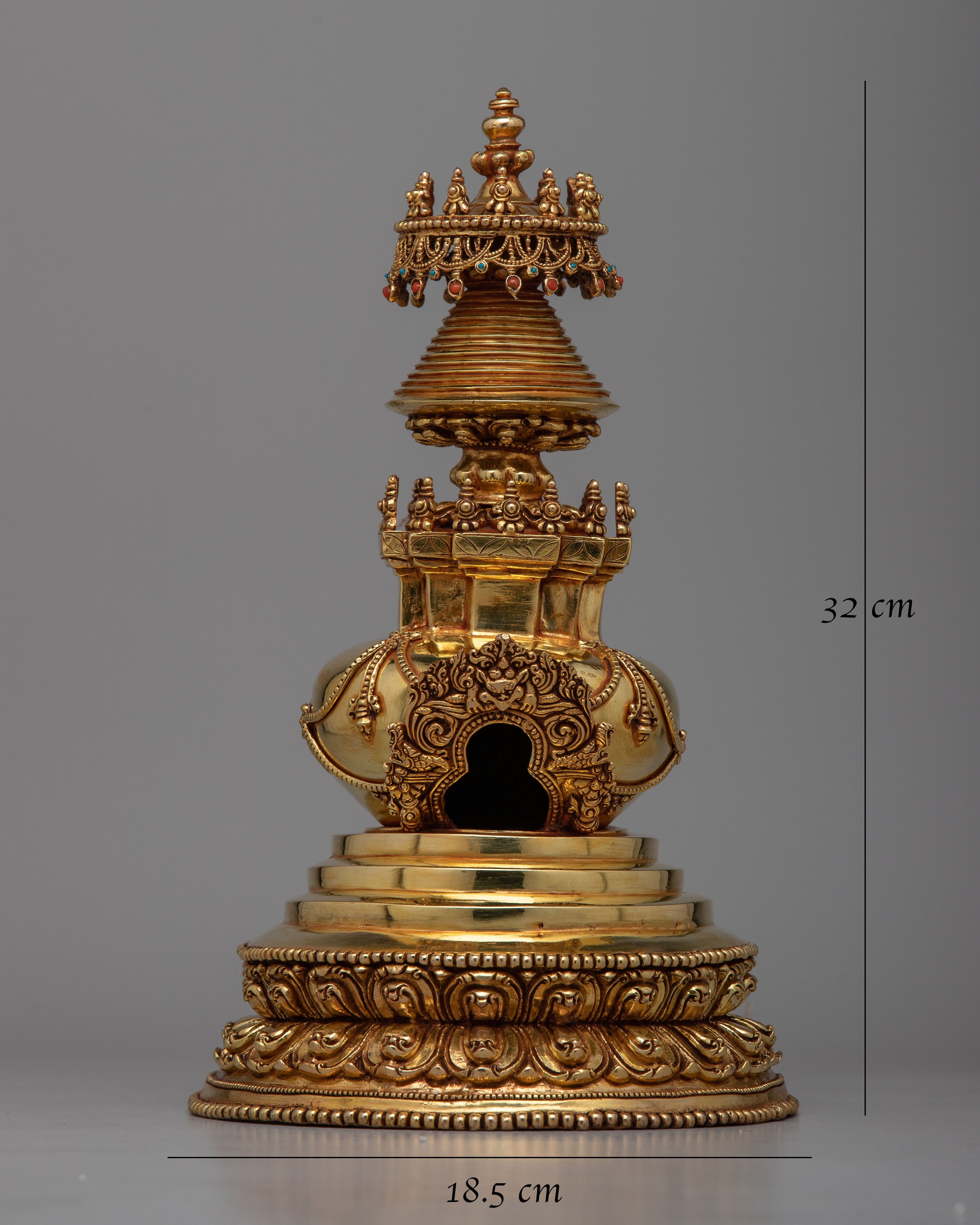 Larger Copper Kadampa Stupa | Majestic Symbol of Tibetan Spiritual Art