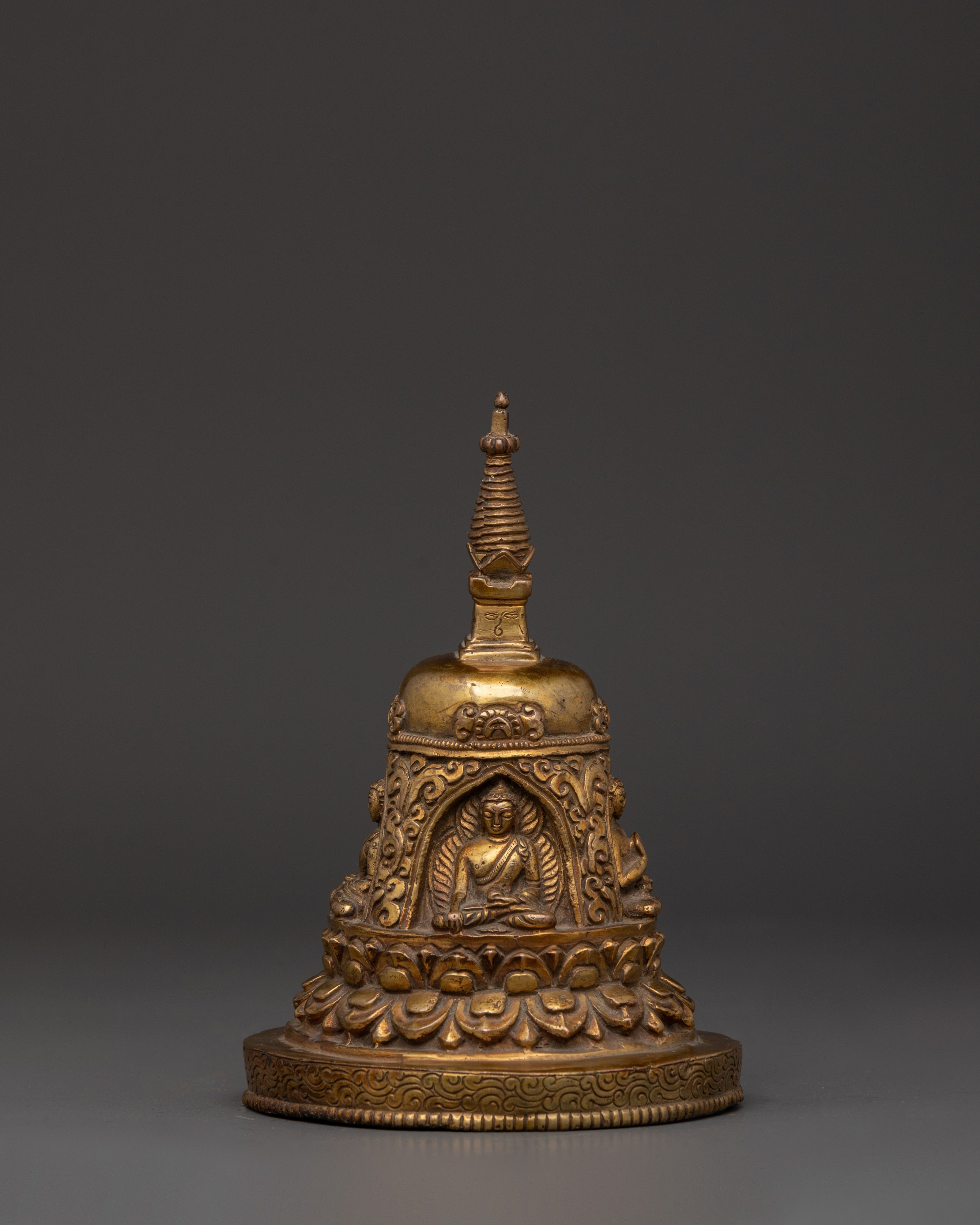 Handcrafted Brass Buddhist Stupa | Spiritual Altar Decor