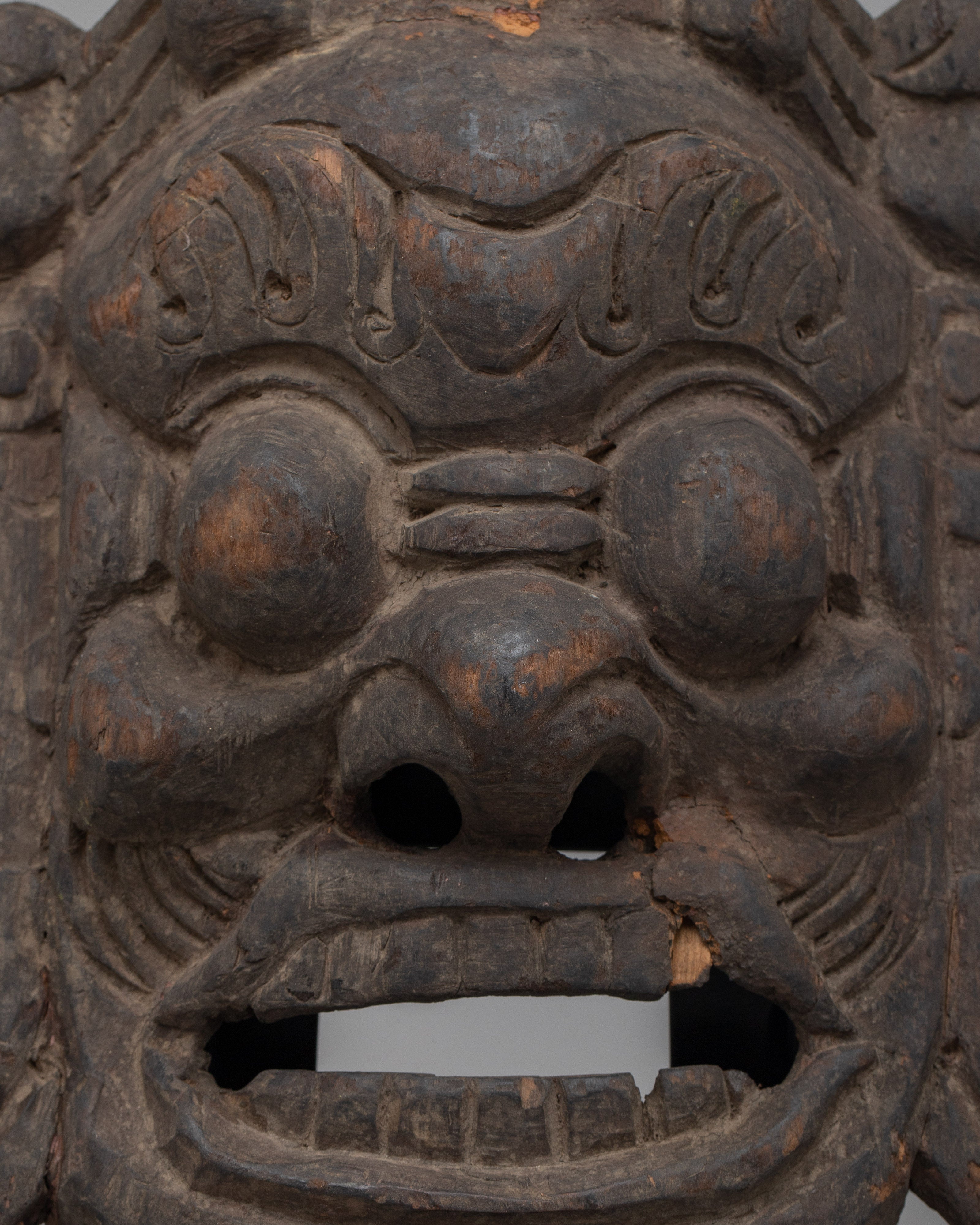 Mahakala Vintage Mask | Handcrafted Wooden Carving of Spiritual Powe