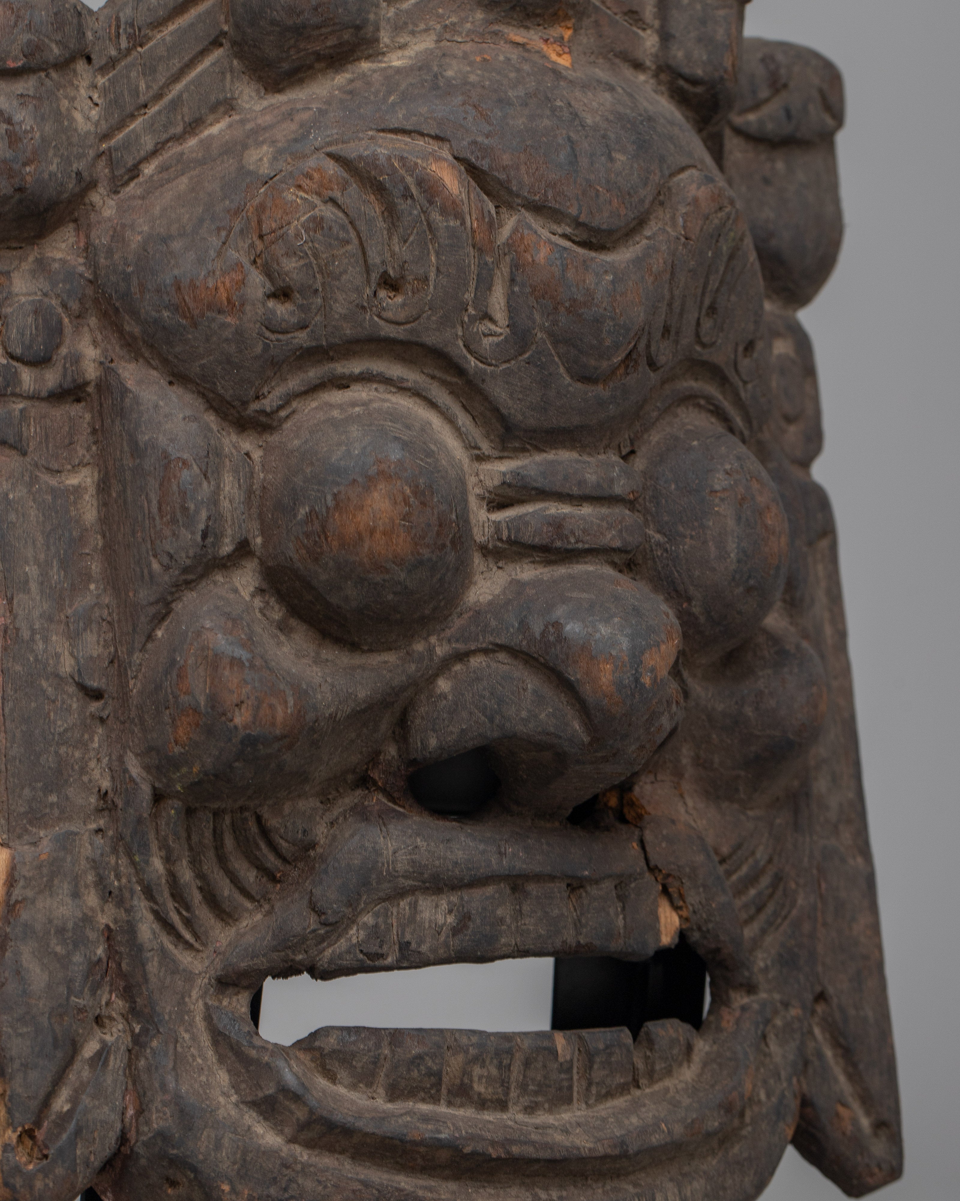 Mahakala Vintage Mask | Handcrafted Wooden Carving of Spiritual Powe