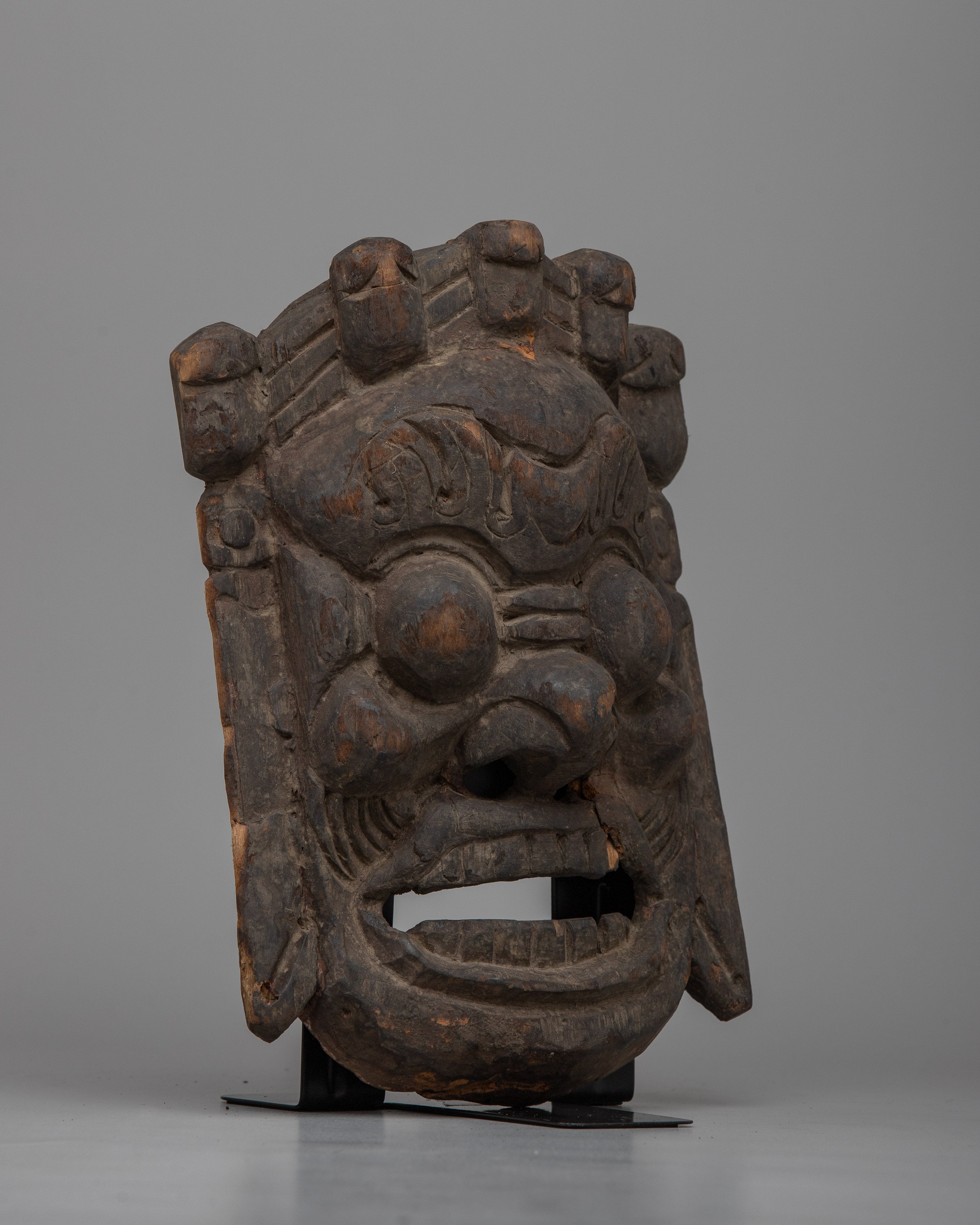 Mahakala Vintage Mask | Handcrafted Wooden Carving of Spiritual Powe