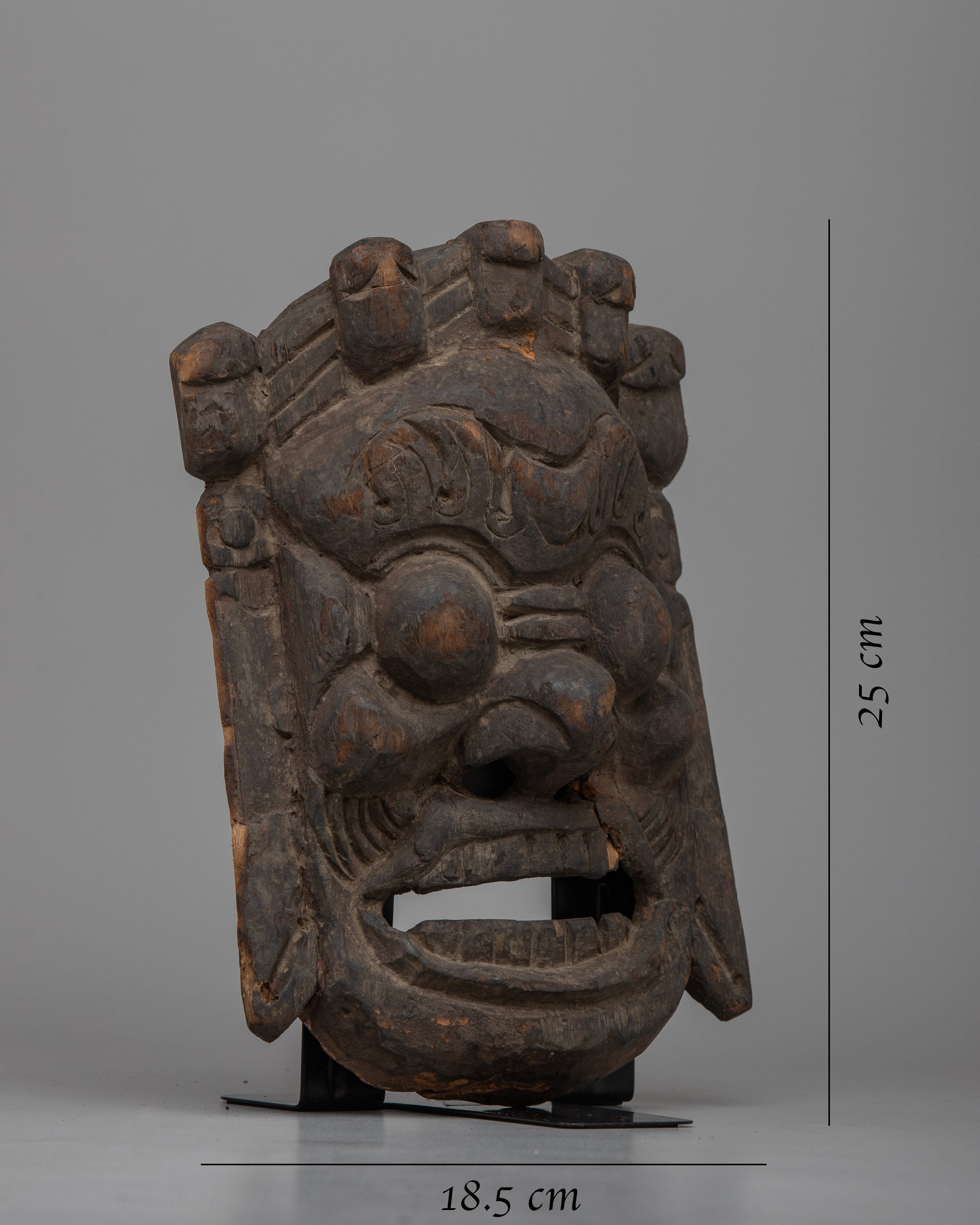 Mahakala Vintage Mask | Handcrafted Wooden Carving of Spiritual Powe