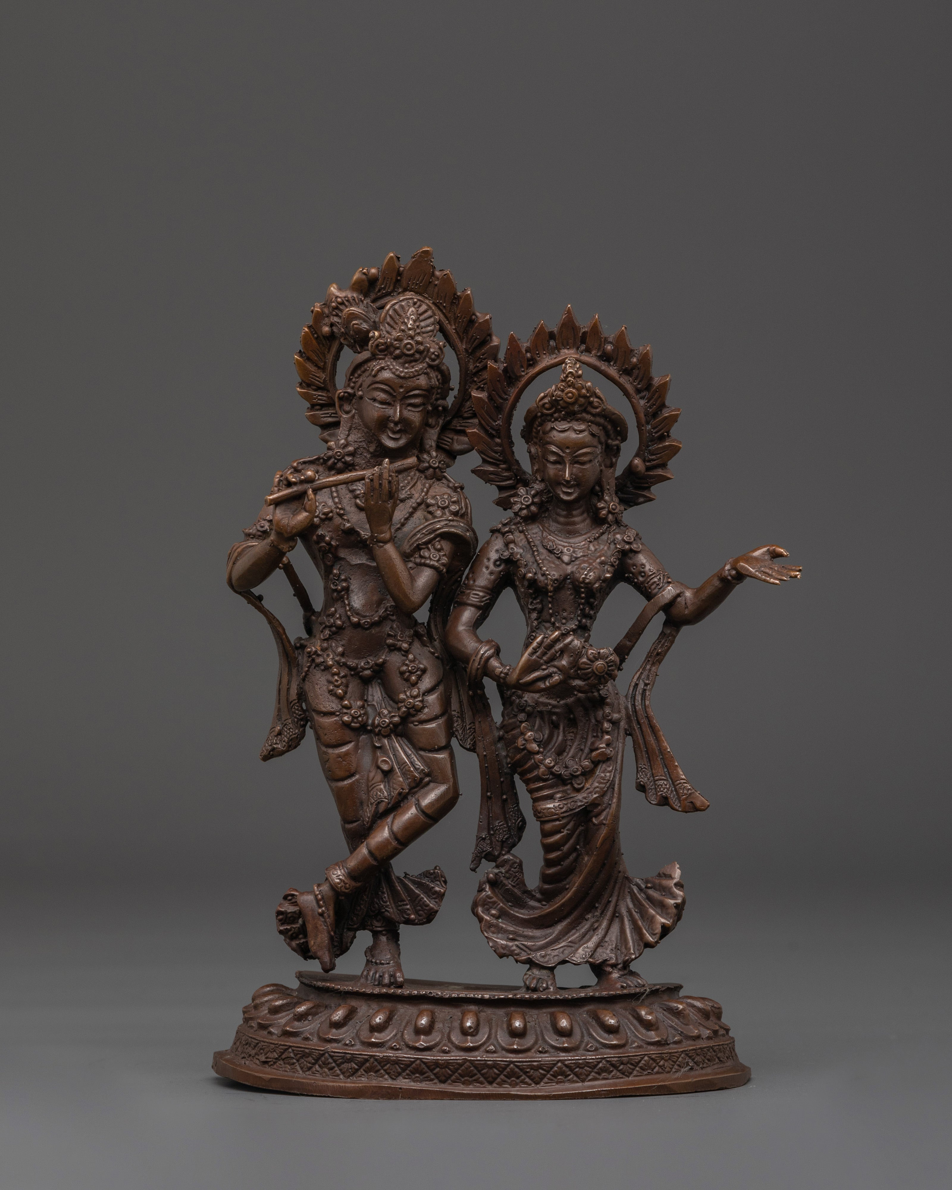 Krishna and Radha Brass Statue