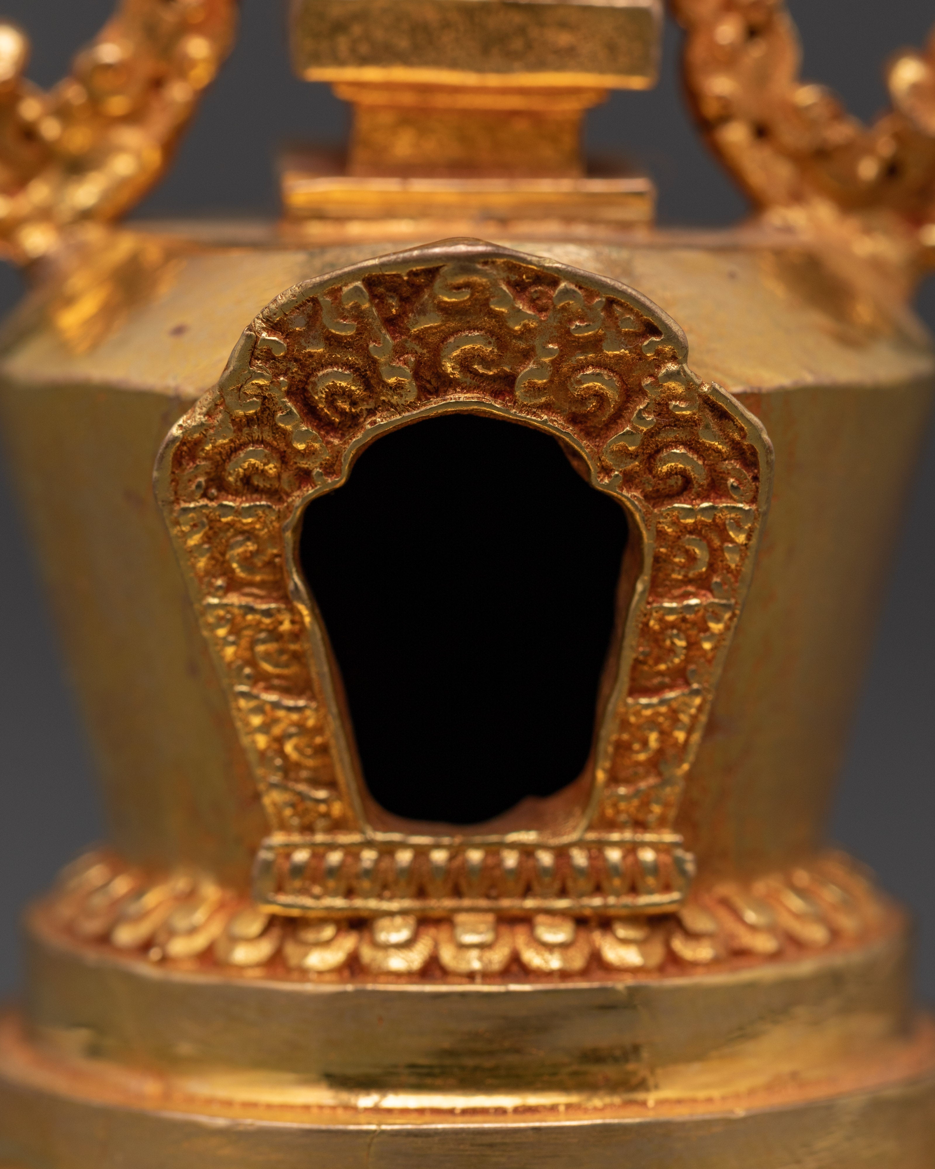 Sacred Spiritual Copper Stupa | Handcrafted Gold Plated Tibetan Buddhist Statue