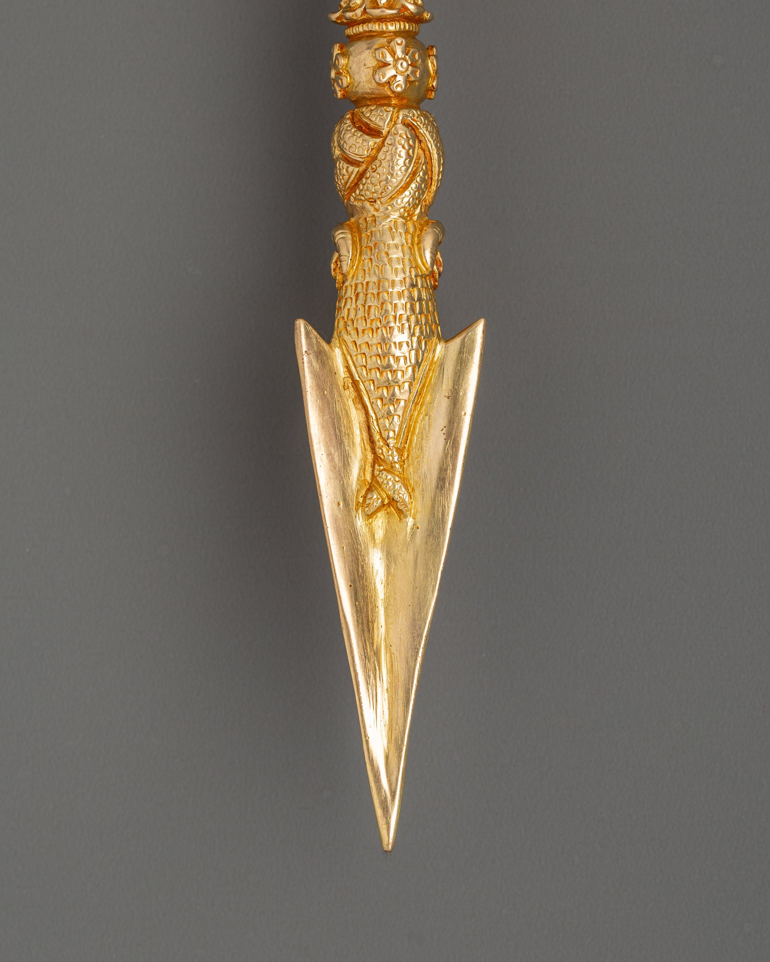 Gold-Plated Tibetan Phurba Dagger in copper | Sacred Ritual Tool of Transformation