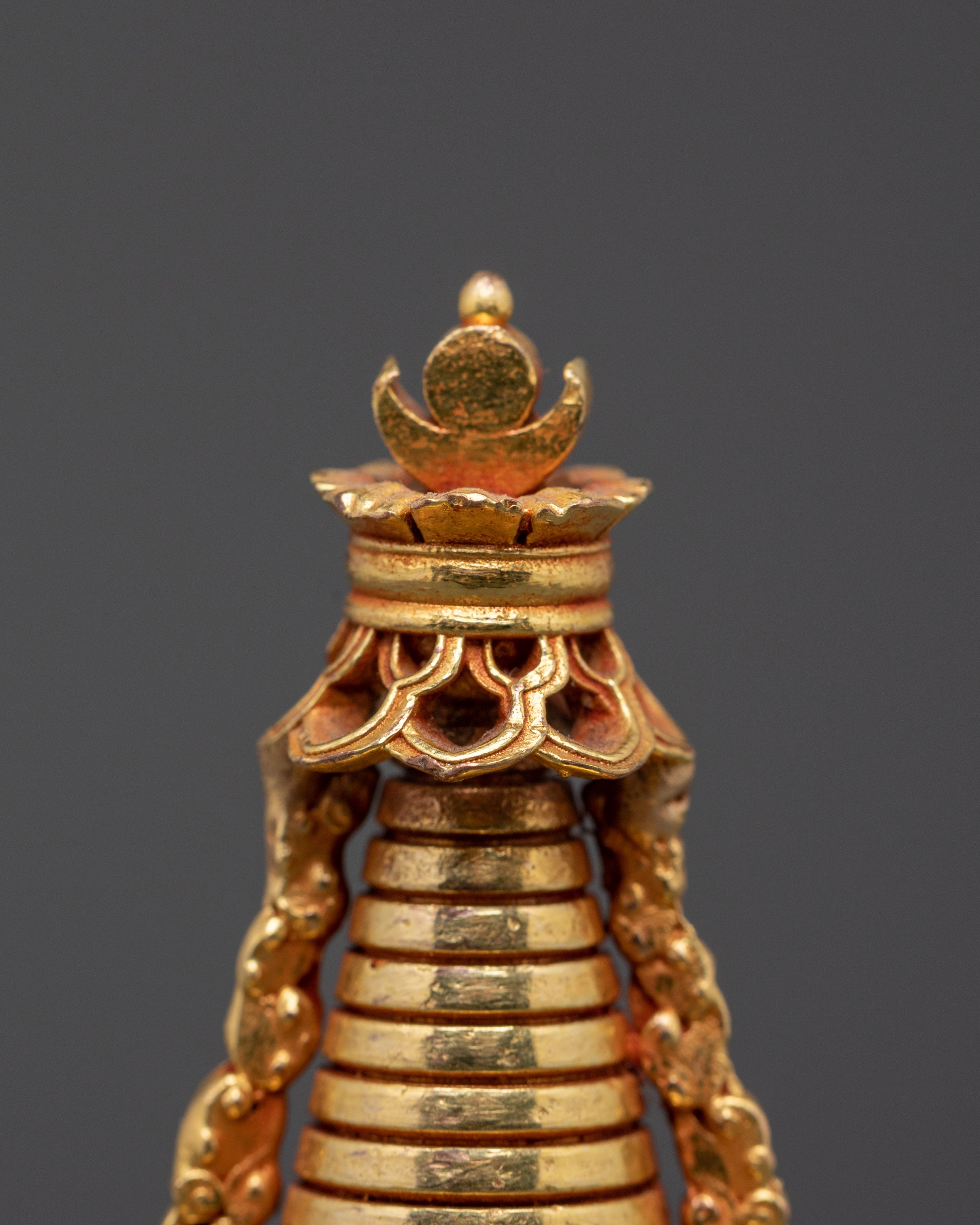 Tibetan Buddhist Ritual Shrine | Handcrafted Gold Plated Copper Altar Decoration