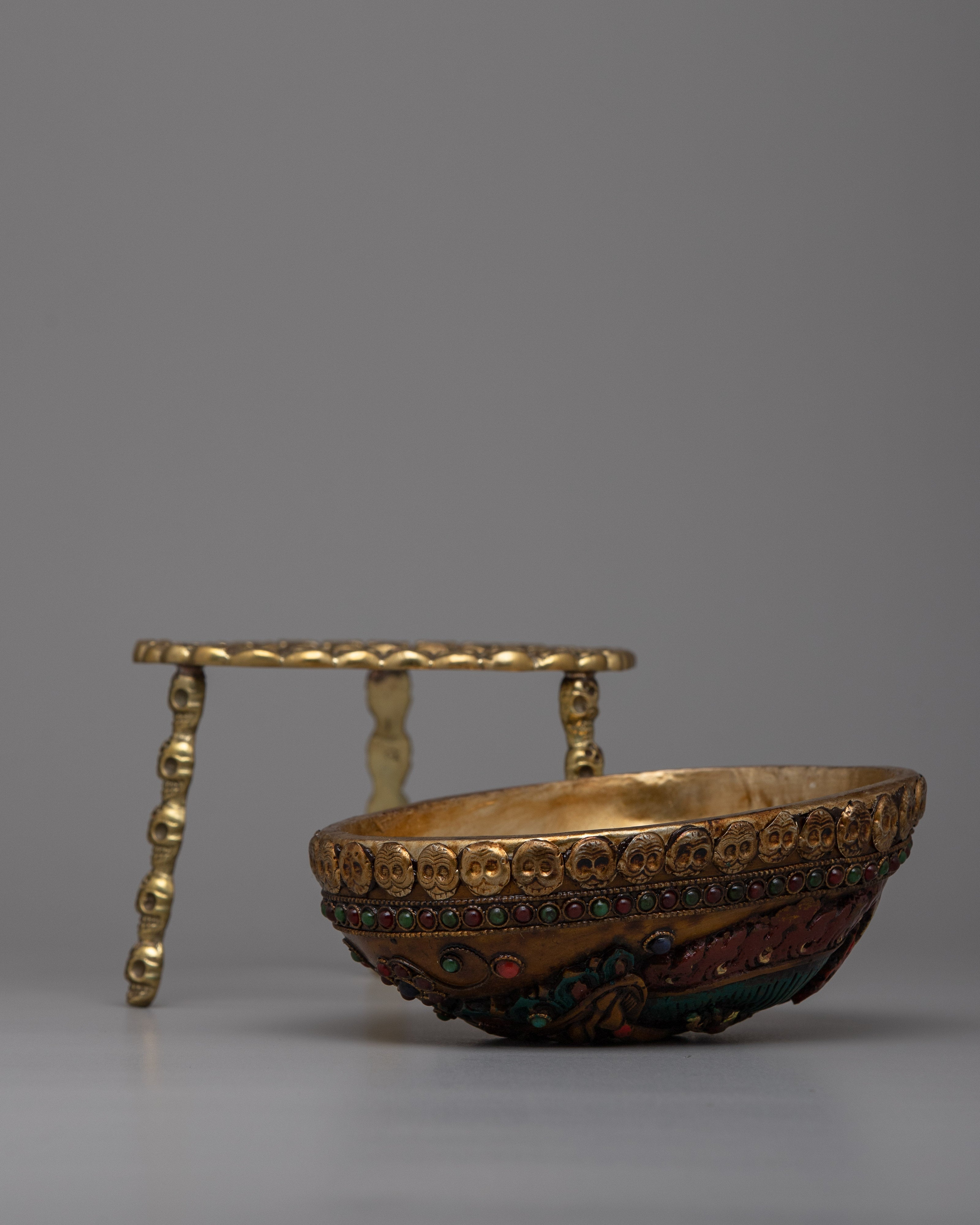 Kapala Skull Bowl | Sacred Rituals Enhanced with Copper and Silver