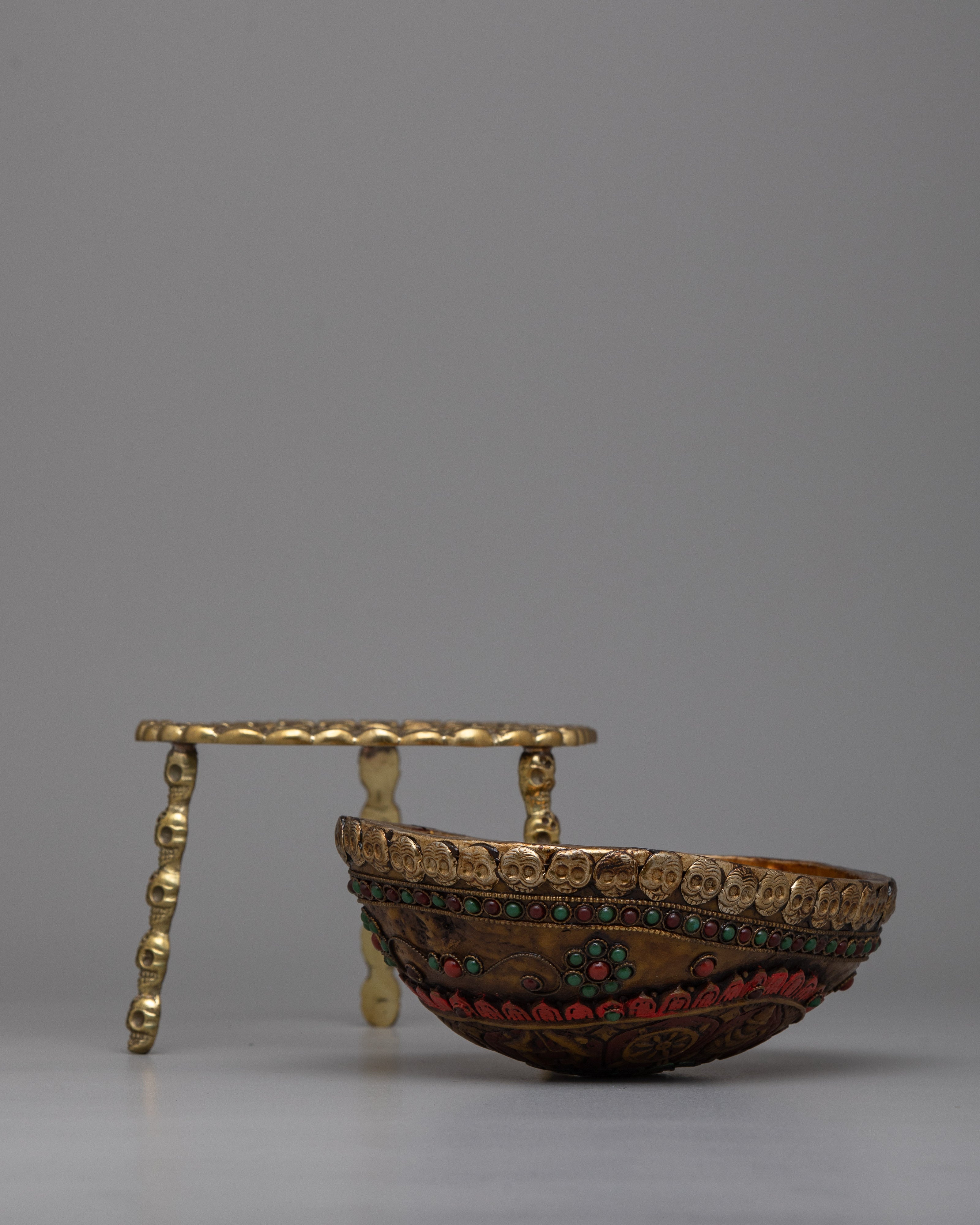 8 Auspicious Symbols Crafted Kapala Bowl | Sacred Rituals Offerings