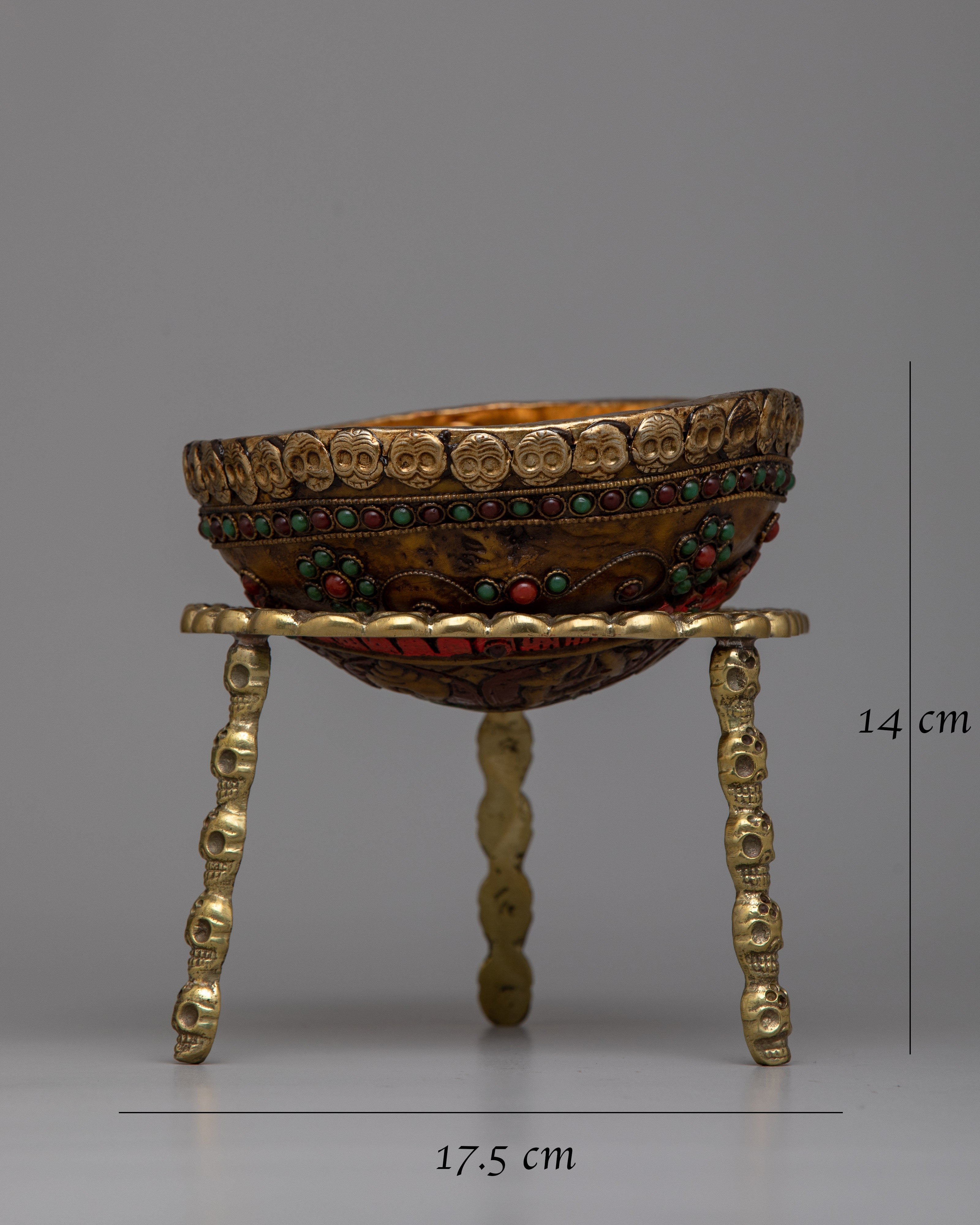 8 Auspicious Symbols Crafted Kapala Bowl | Sacred Rituals Offerings