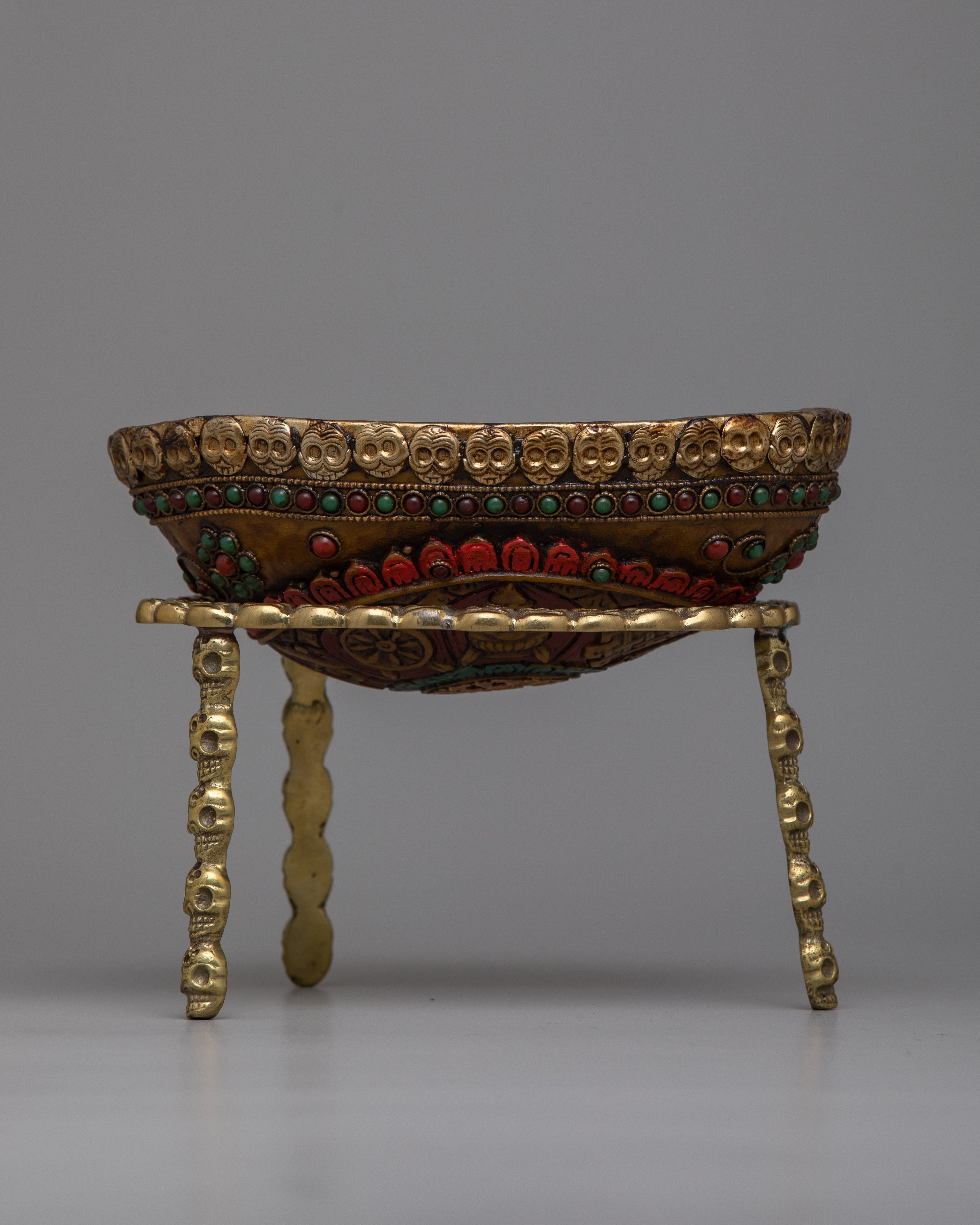 8 Auspicious Symbols Crafted Kapala Bowl | Sacred Rituals Offerings