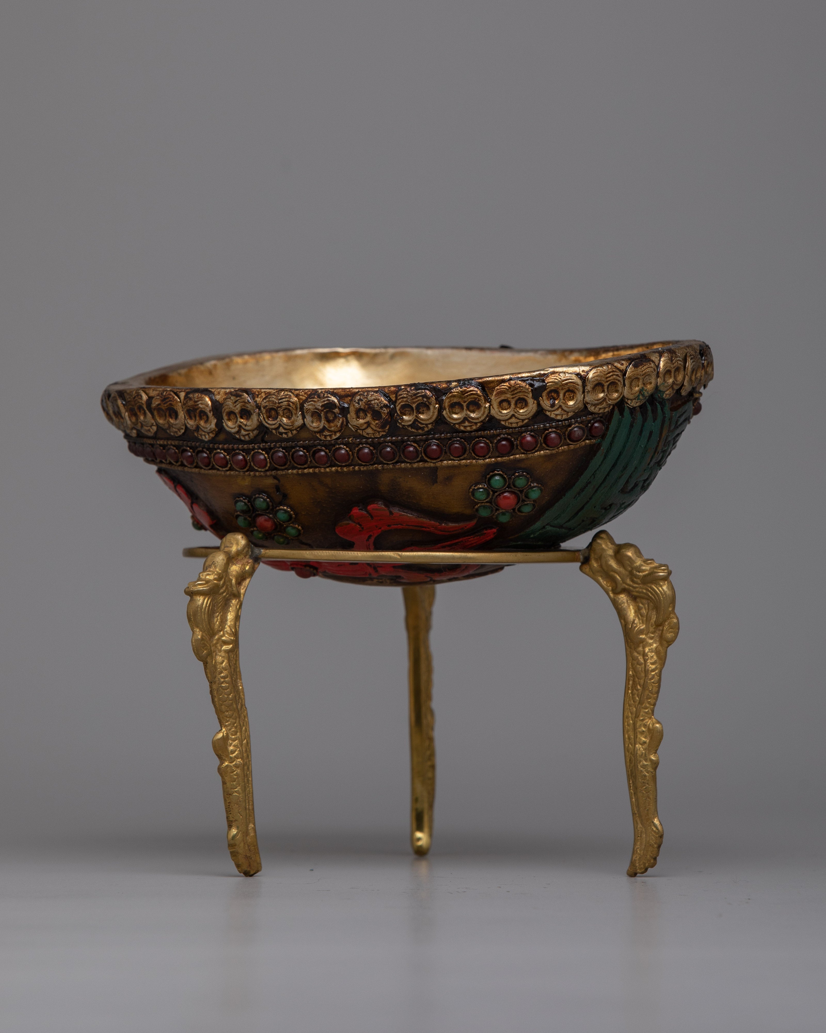 Tibetan Kapala Skull Cup | Offering Vessel in Copper