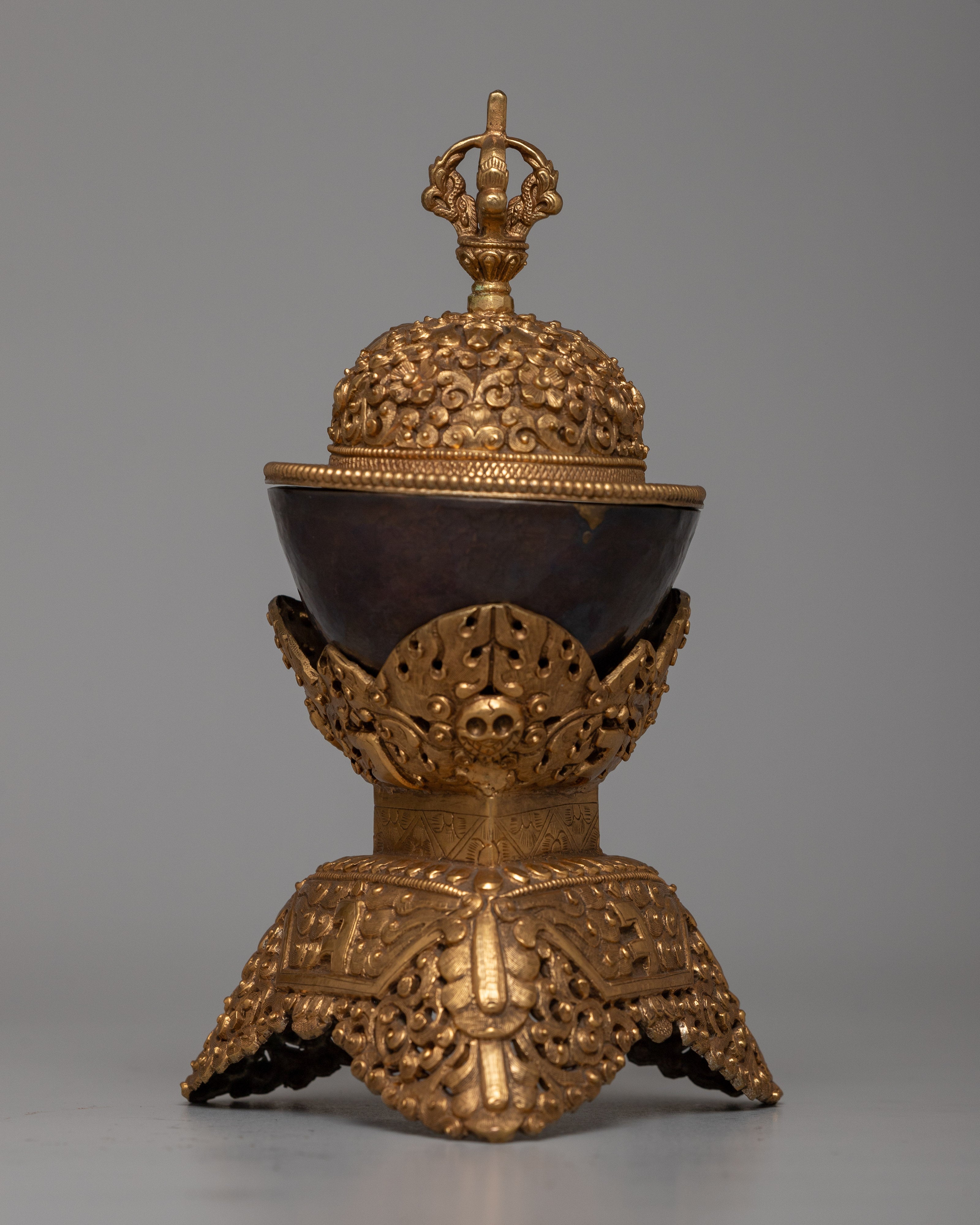 Tibetan Copper Kapala Set | Elevating Spiritual Offerings with Grace and Beauty