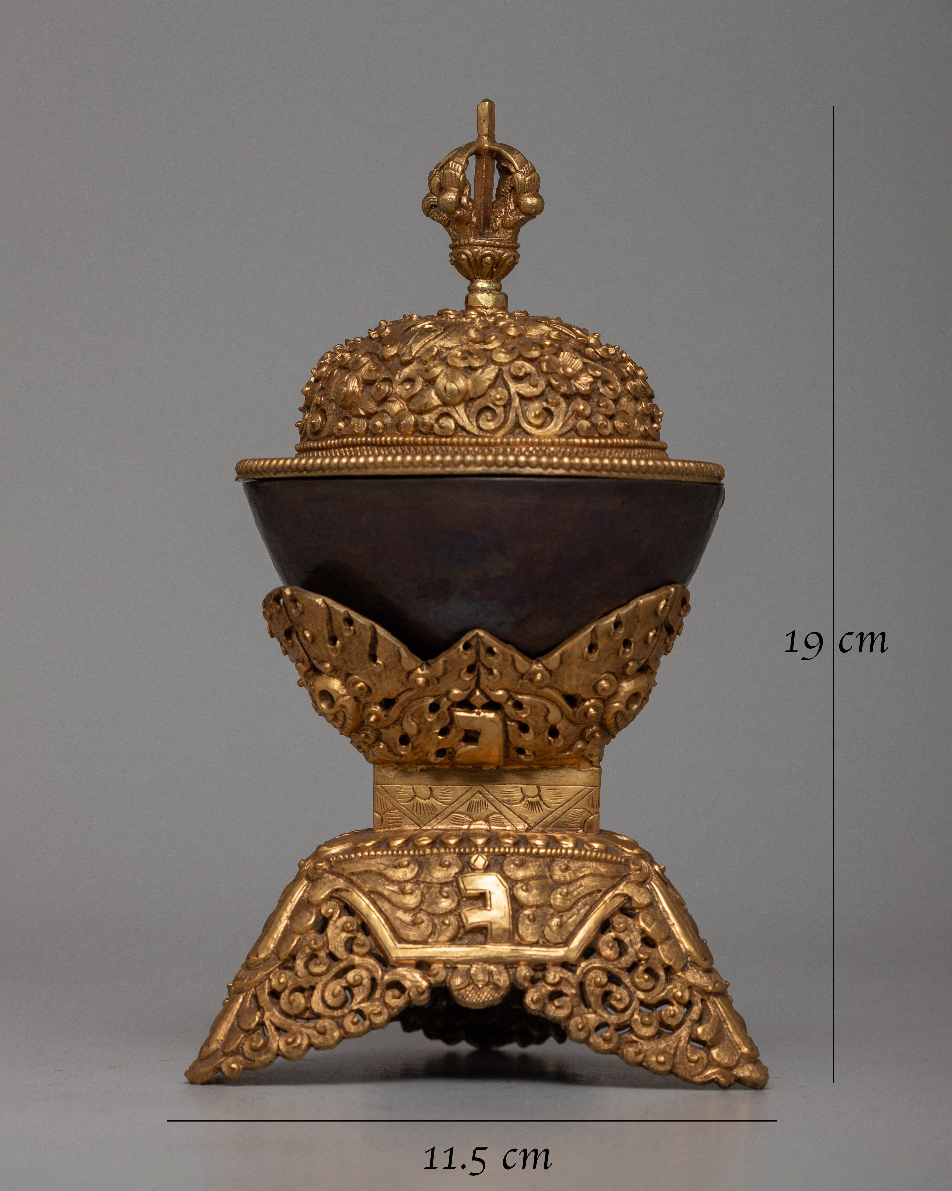 Tibetan Copper Kapala Set | Elevating Spiritual Offerings with Grace and Beauty