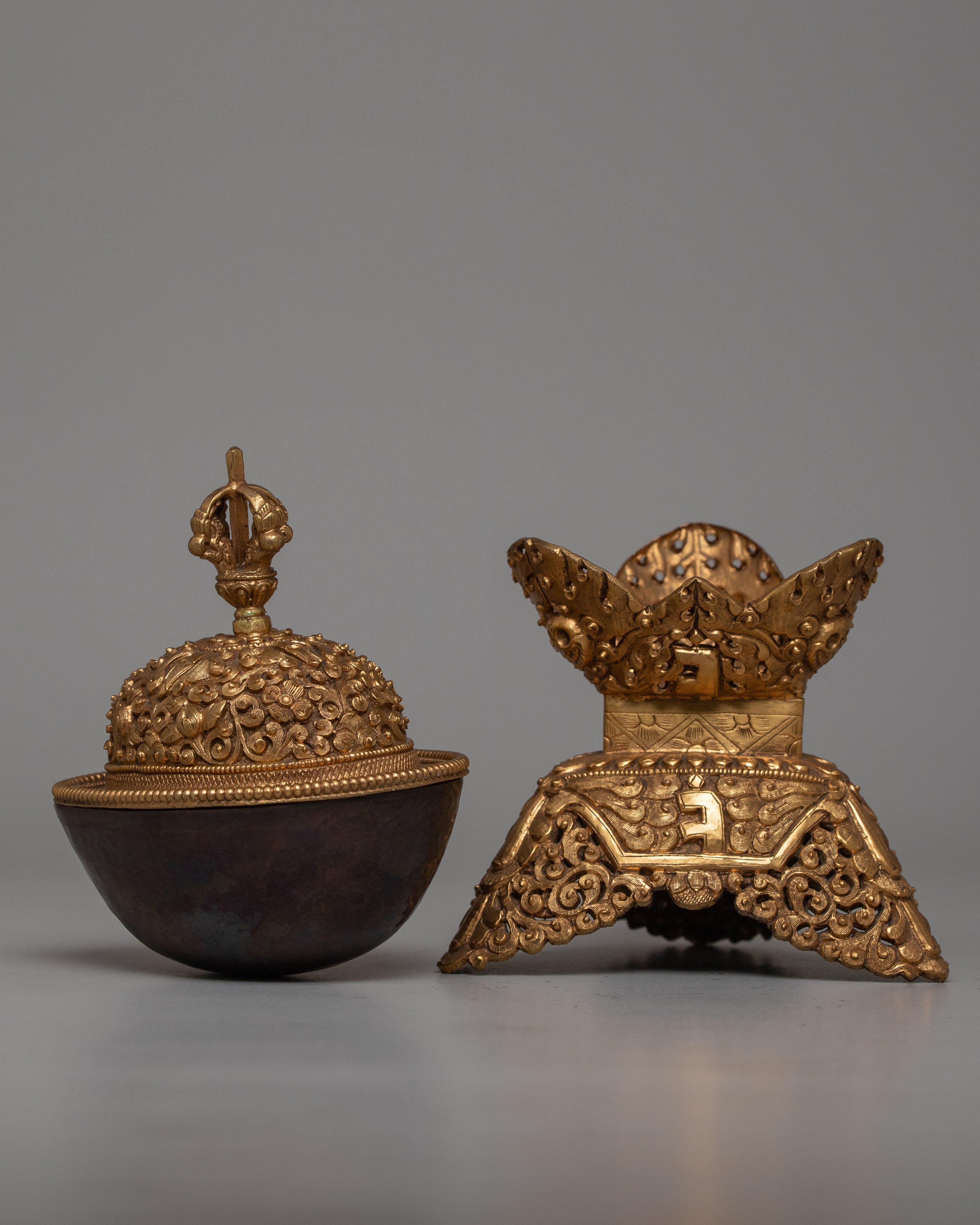 Tibetan Copper Kapala Set | Elevating Spiritual Offerings with Grace and Beauty