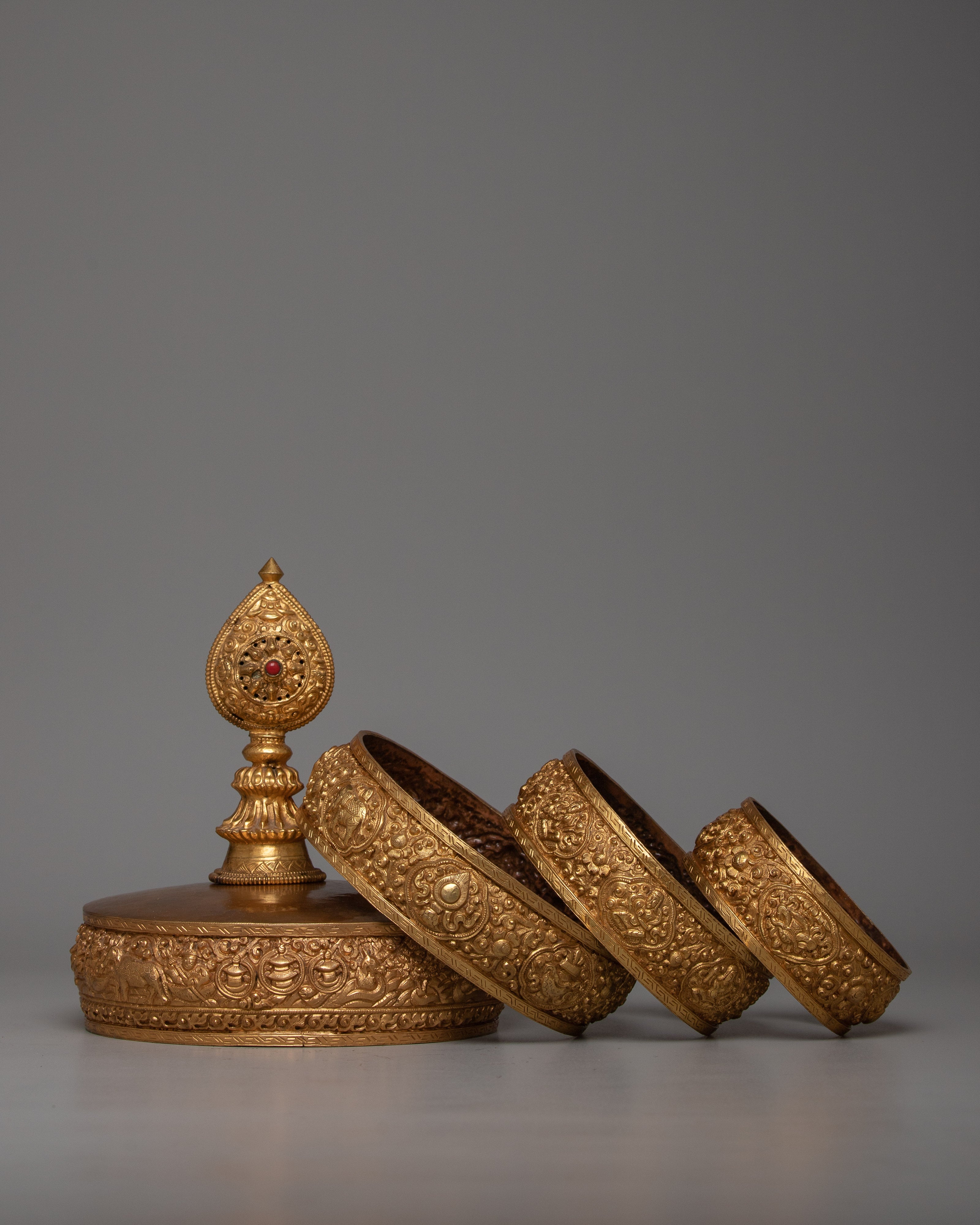 Gold Mandala Offering Set | Elevate Your Space with the Opulent Beauty