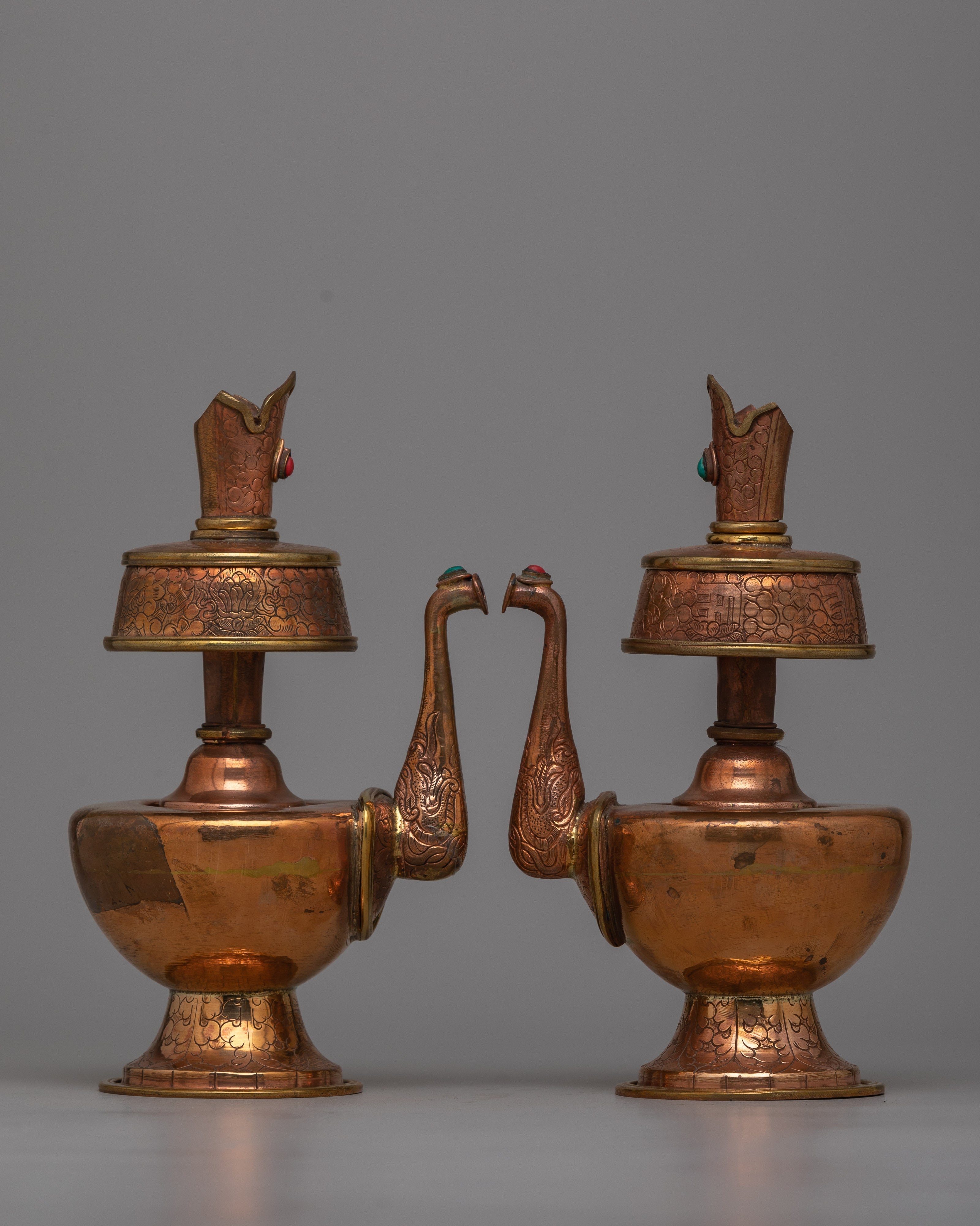 Copper Bhumpa Set | Tibetan Vessels for Sacred Offerings