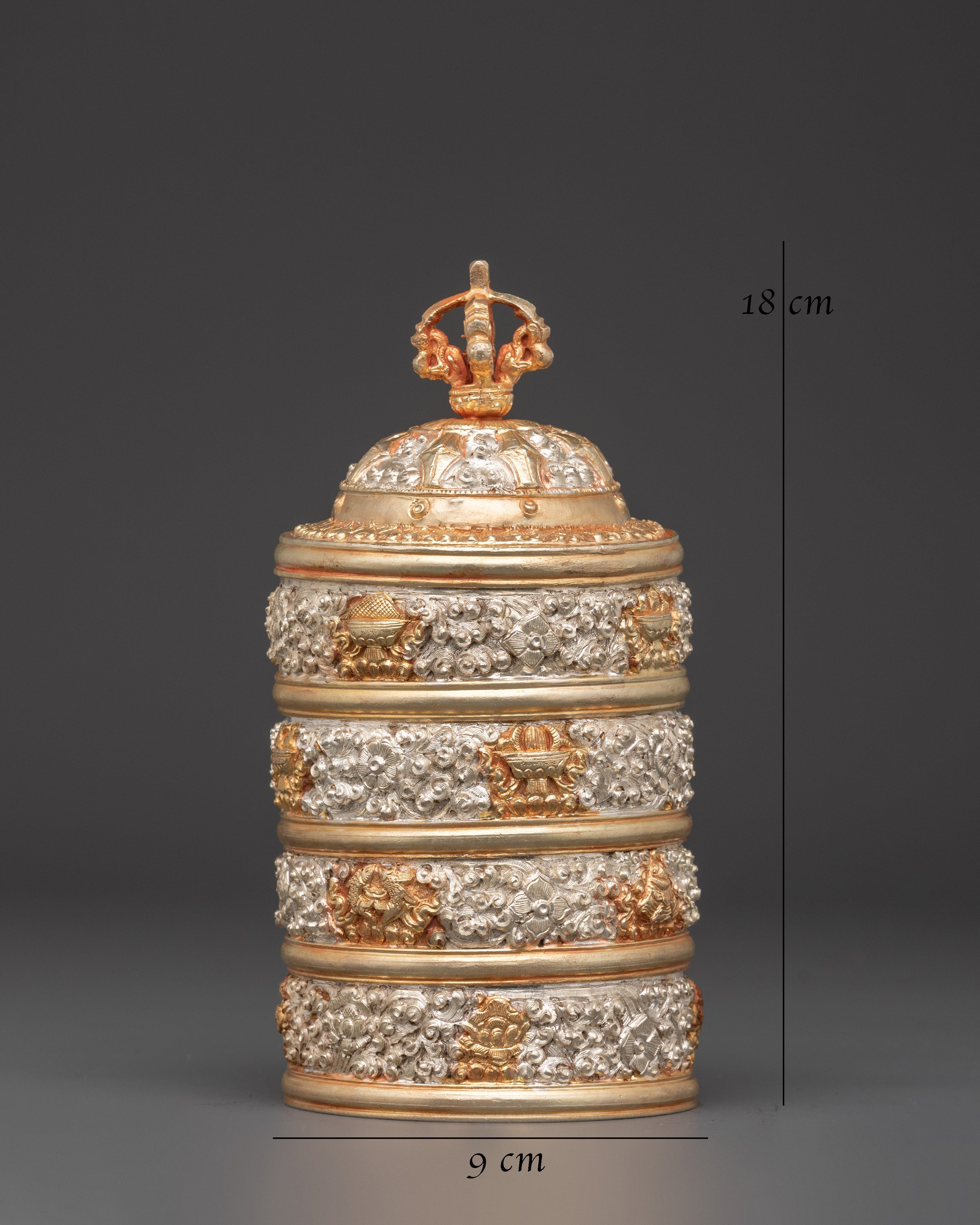 Traditional Handmade Tibetan Rice Pot | Copper with Gold & Silver Plating