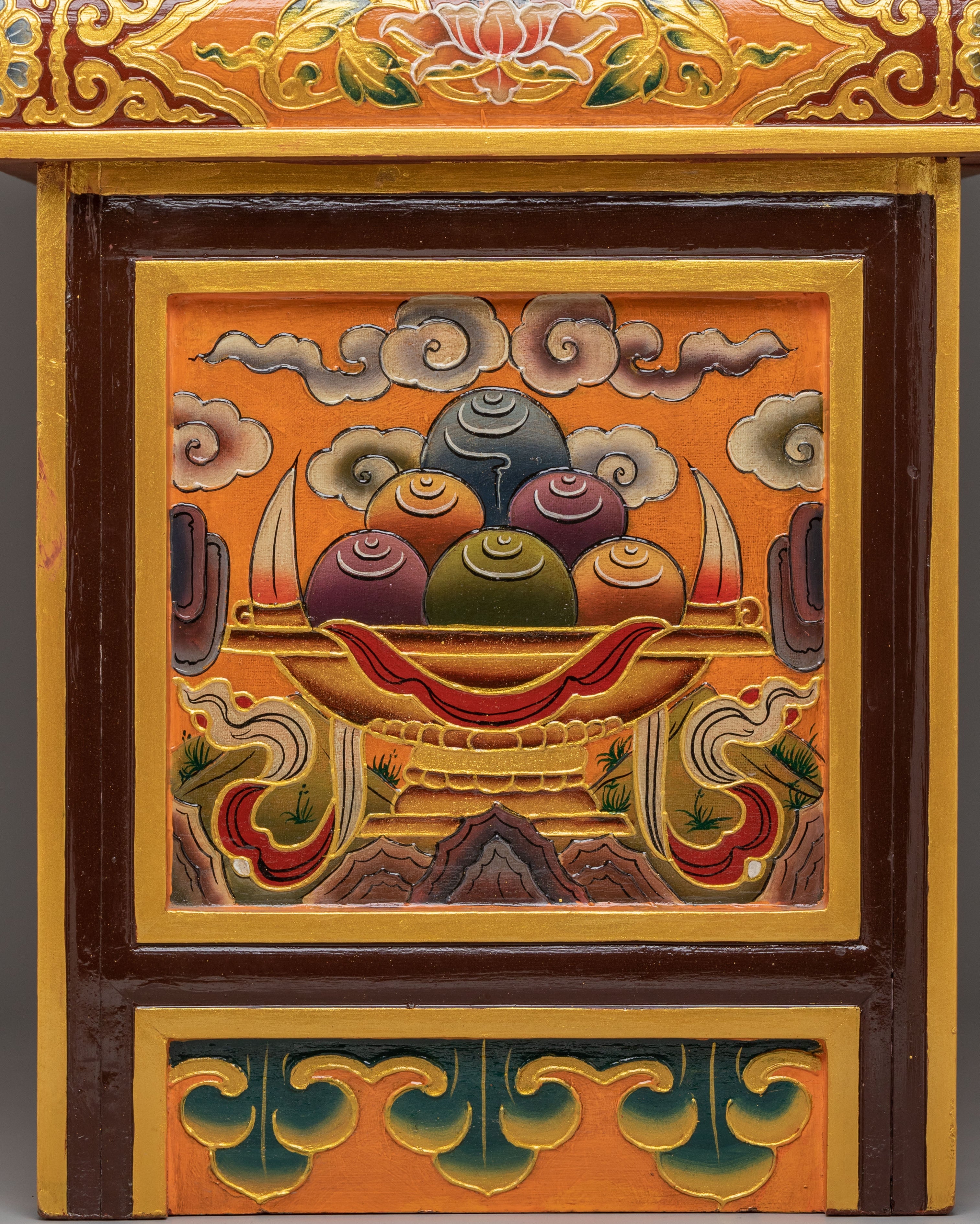 Handcrafted Tibetan Cabinet with Door | Wooden Storage Decor