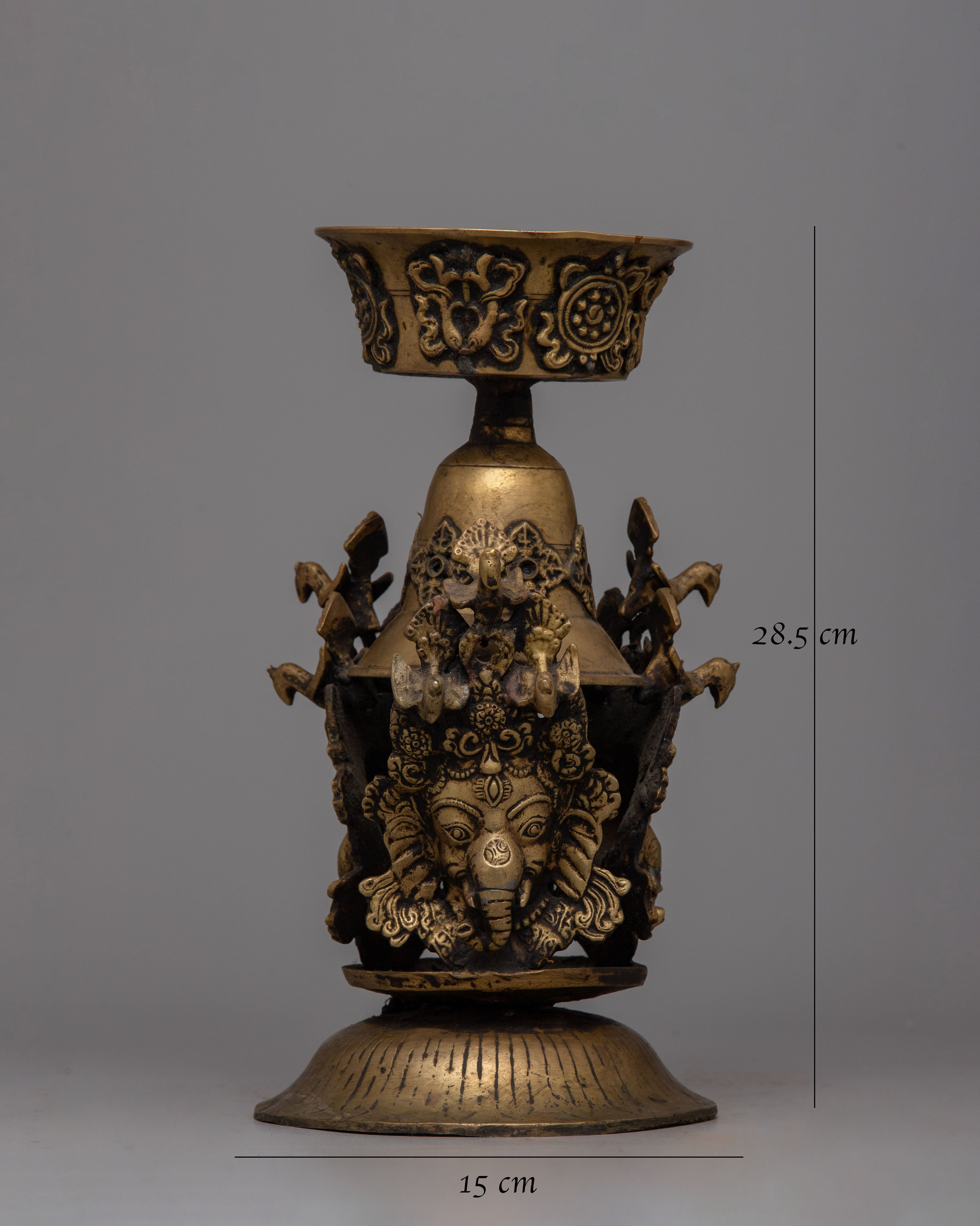 Butter Lamp Prayer | Ganesh Carved Lamp for Offering