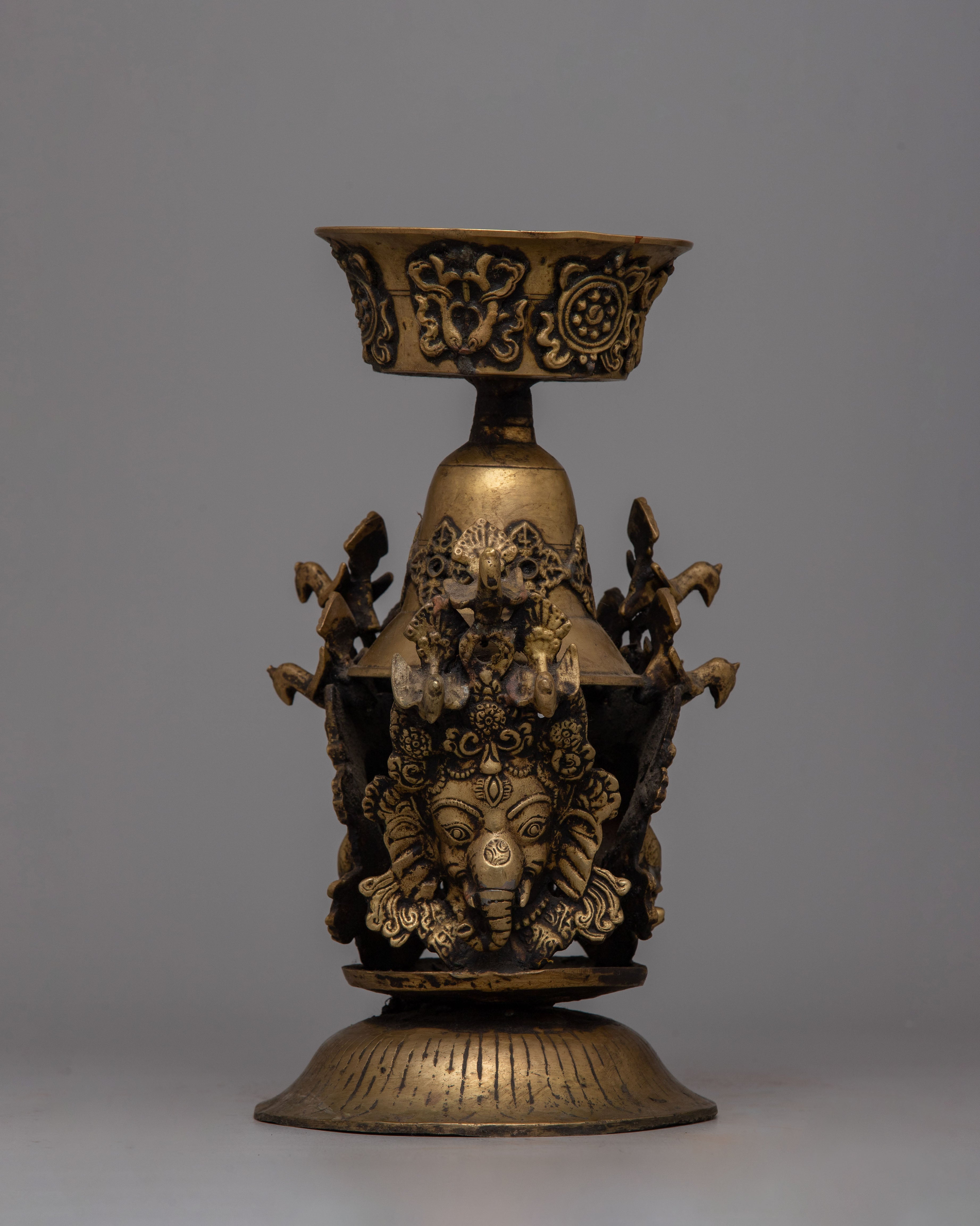 Butter Lamp Prayer | Ganesh Carved Lamp for Offering