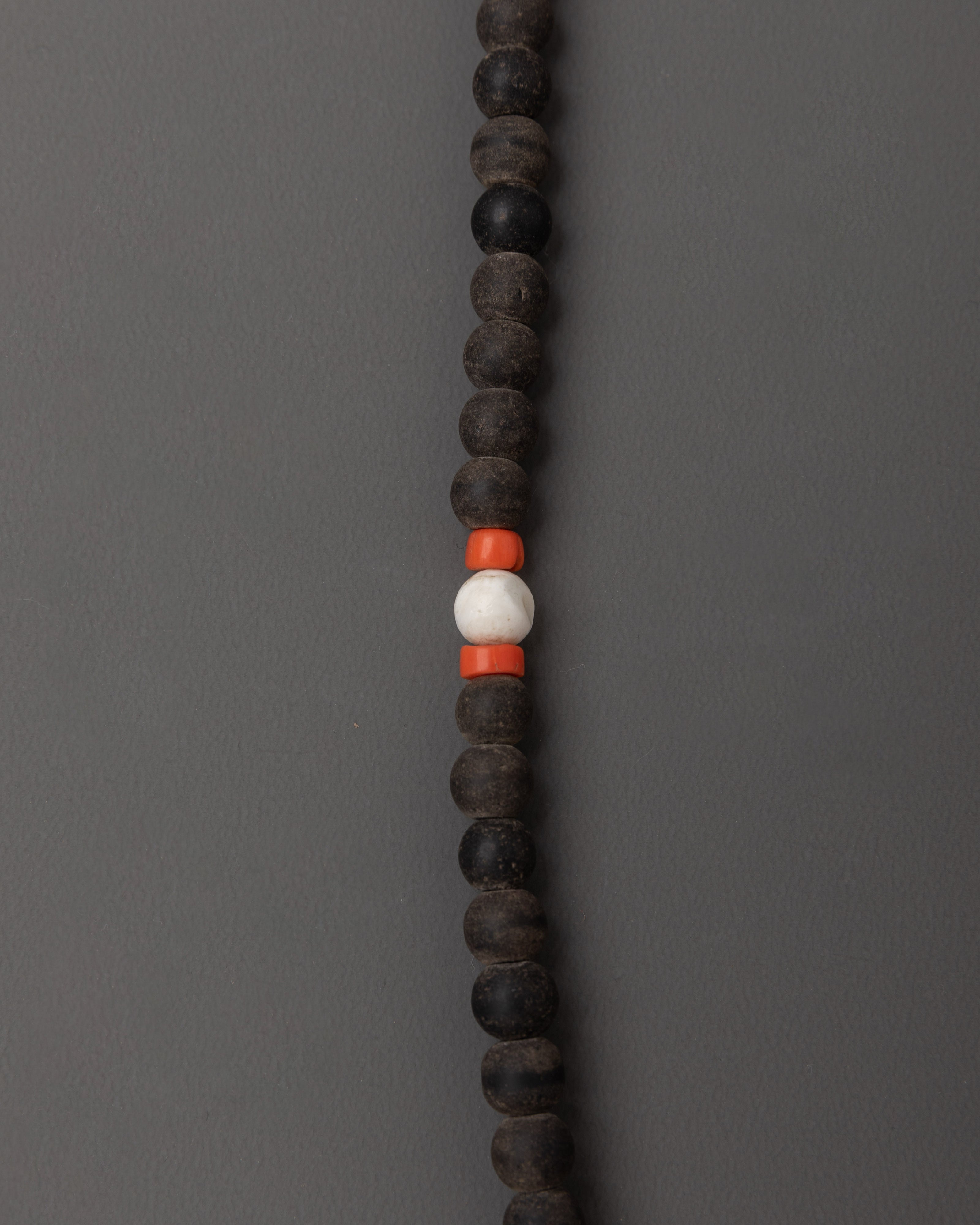 47cm Black Stone Mala | 8mm Meditation Beads with Coral & Turquoise Stones
