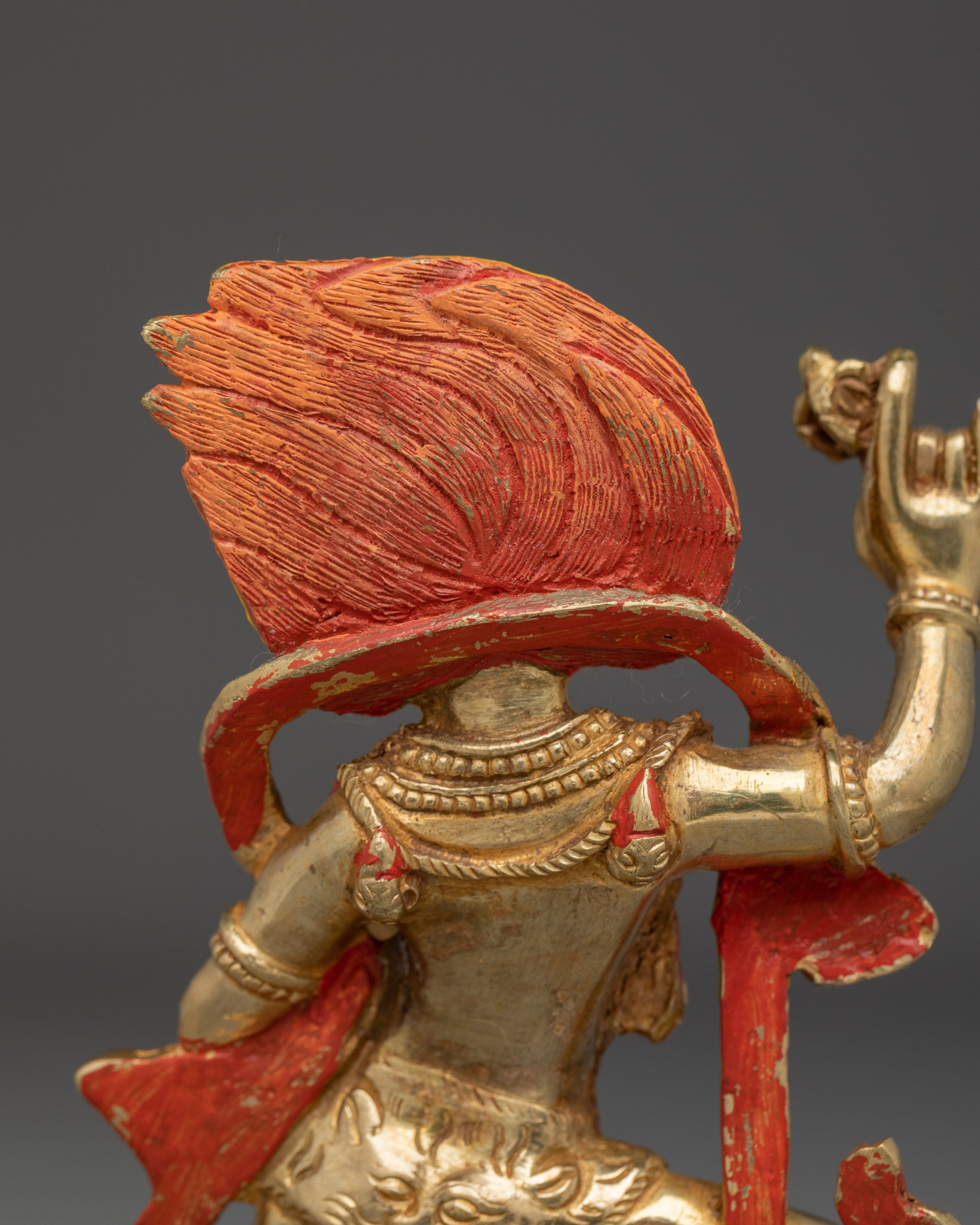 Handcrafted Simhamukha Gold Gilded Statue | Powerful Protector and Symbol of Strength