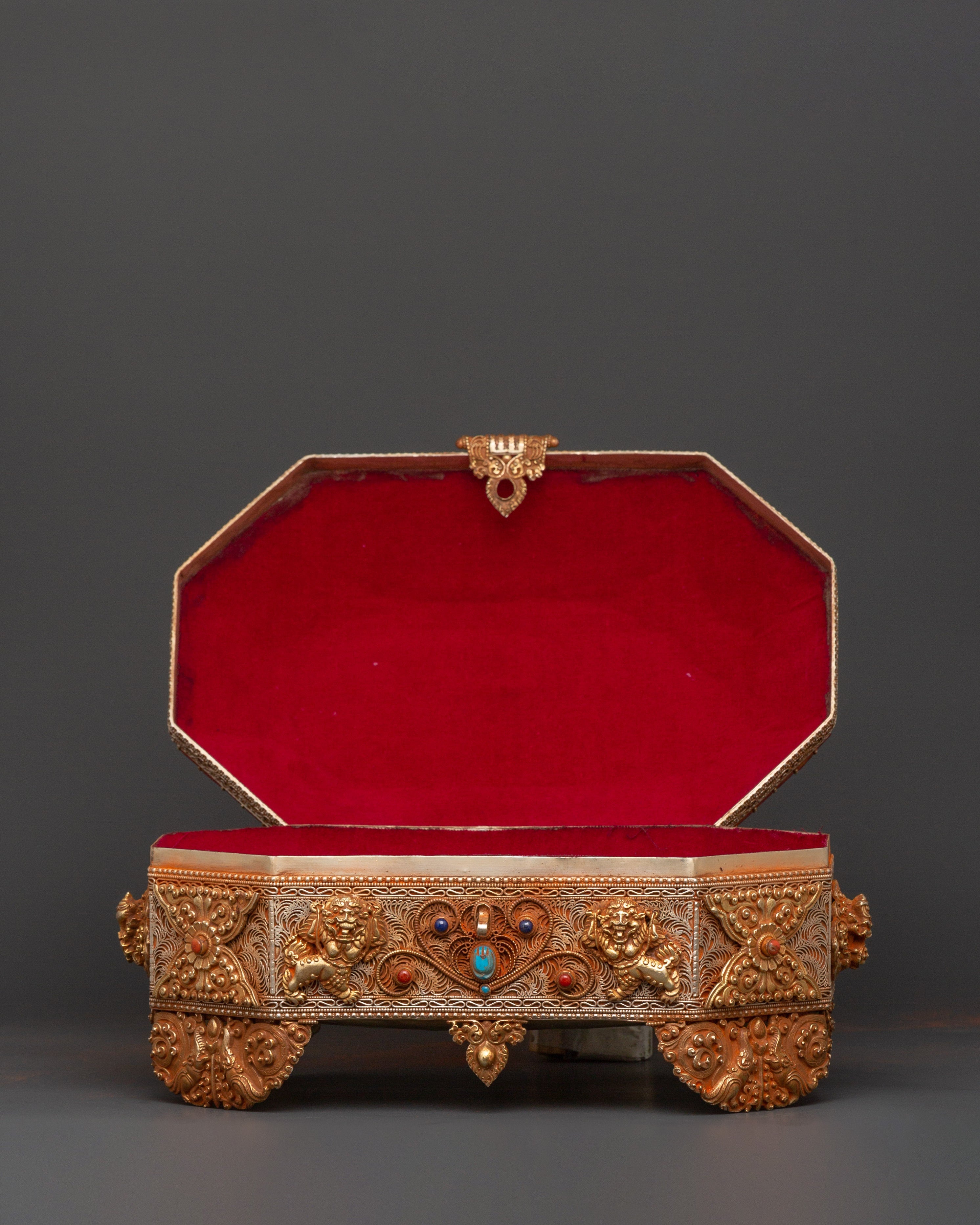 Tibetan Treasure Box with Coral | Sacred Stones & Buddhist Symbolism