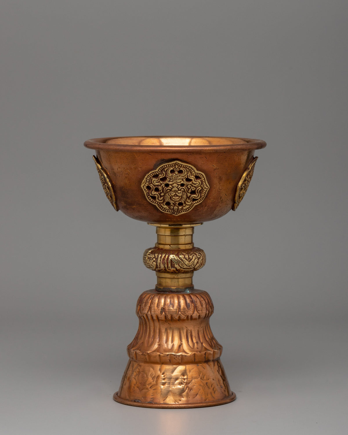 Tibetan Altar Butter Lamp Vessel | Traditional Copper Offering Lamp