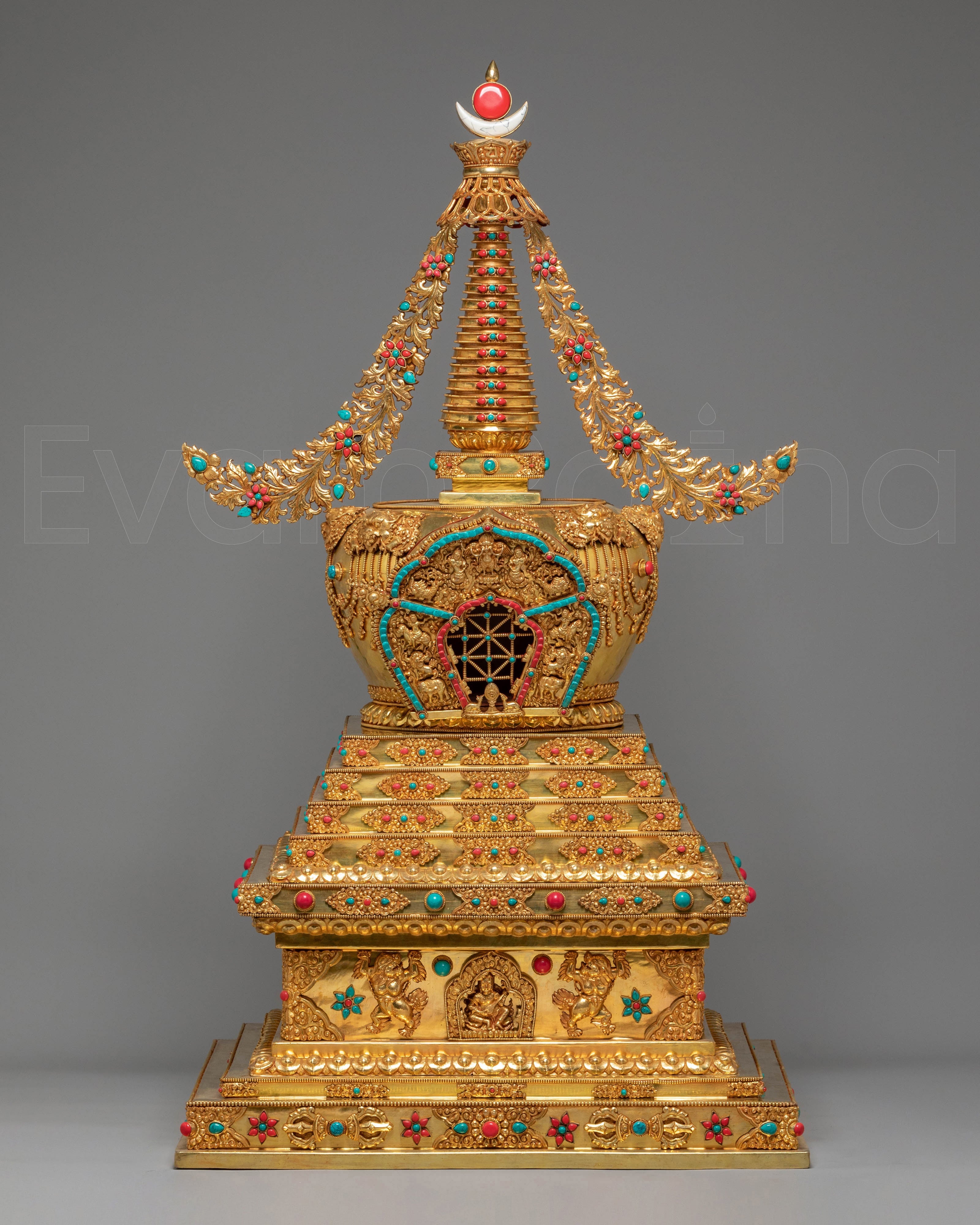 Gold Plated Tibetan Sacred Stupa