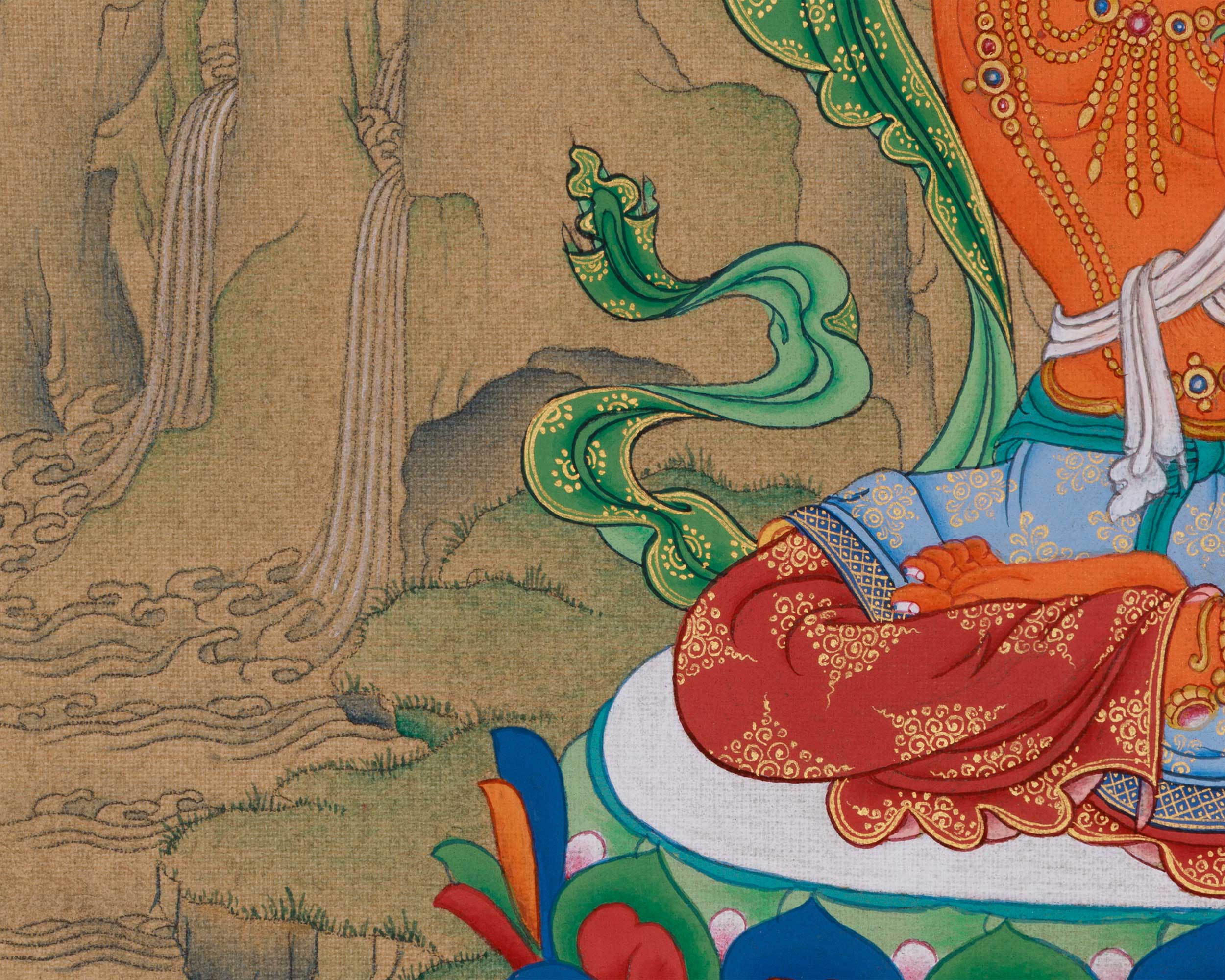 Tibetan Bodhisattva Manjushri | Hand-Painted Wisdom Deity in Karma Gadri Style