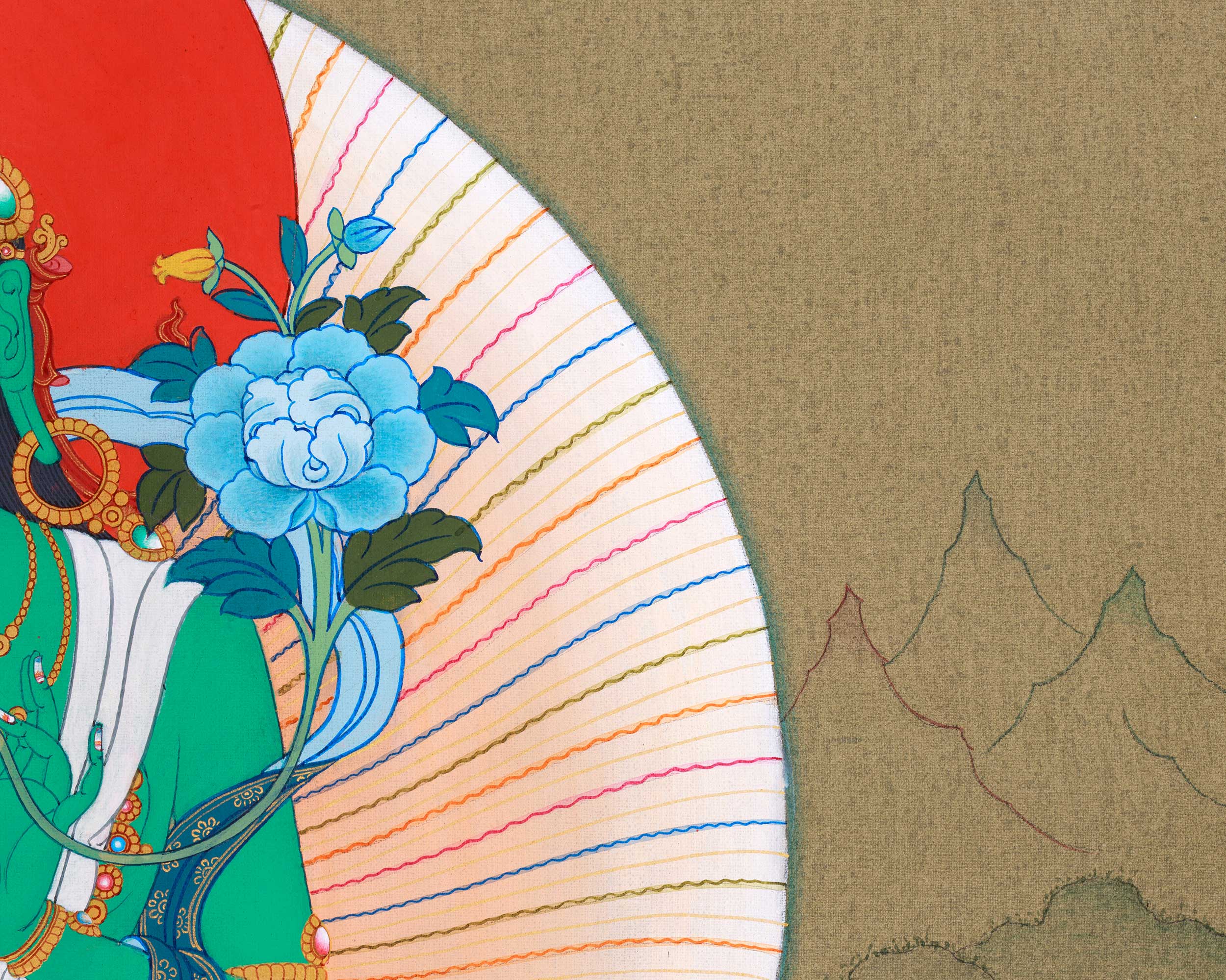 Radiant Mother Tara Thangka | Green Tara | Embrace Divine Protection