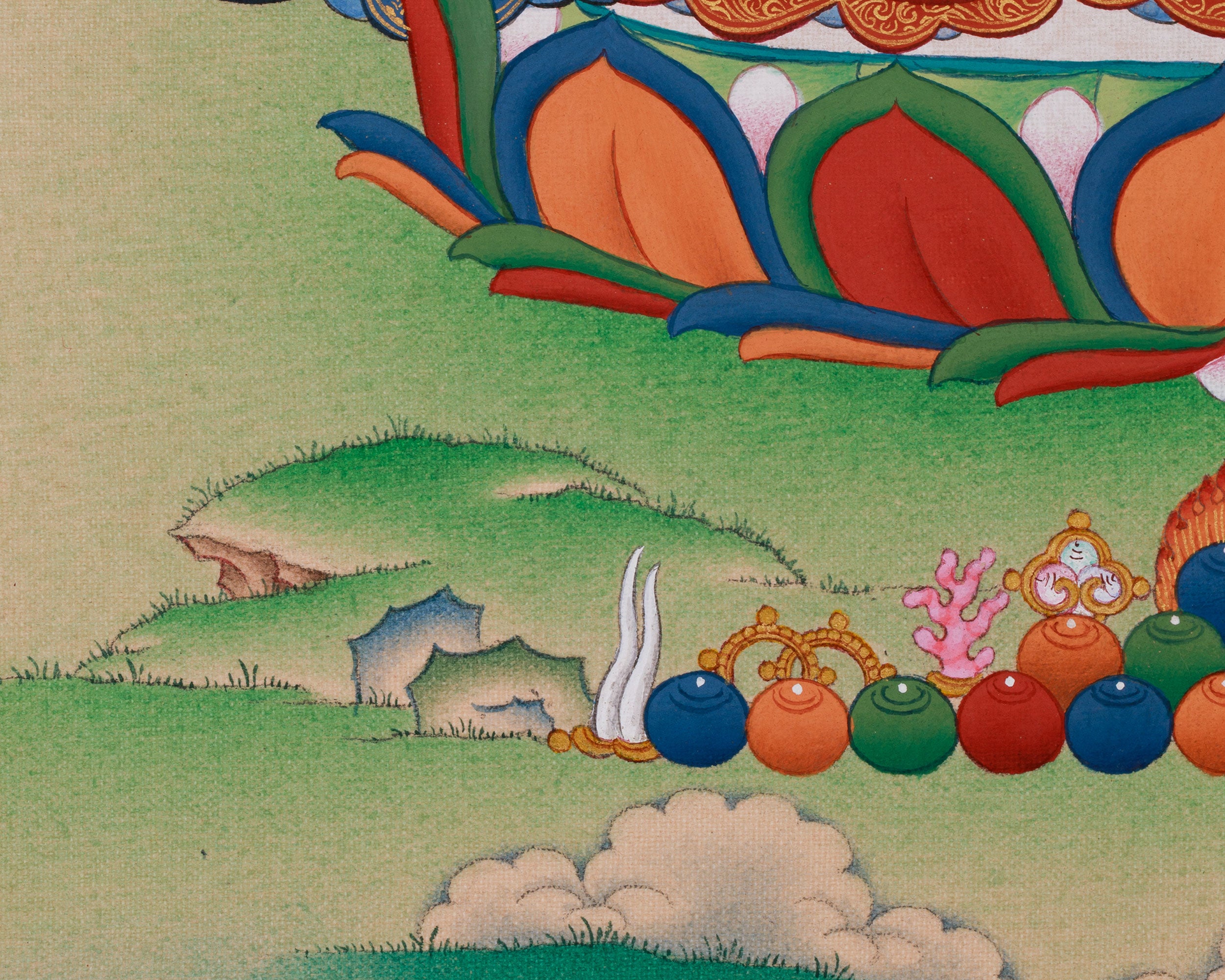 13-Inches Chenrezig Thangka | Four Armed Avalokiteshvara | Karma Gadri Tibetan Art