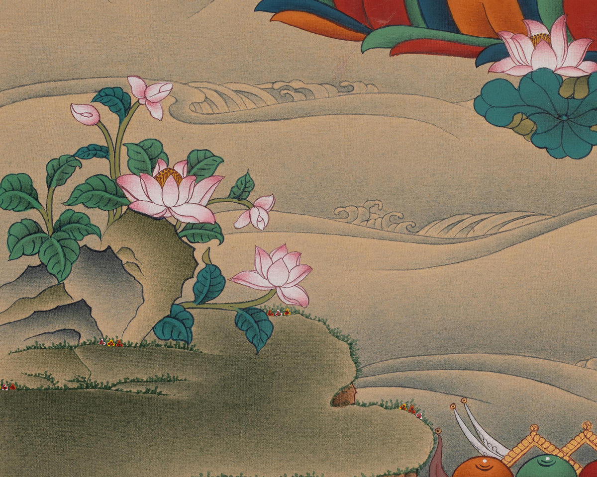 Chenrezig Compassionate Deity Thangka | Avalokiteshvara Art | Vajrayana Buddhism Artwork