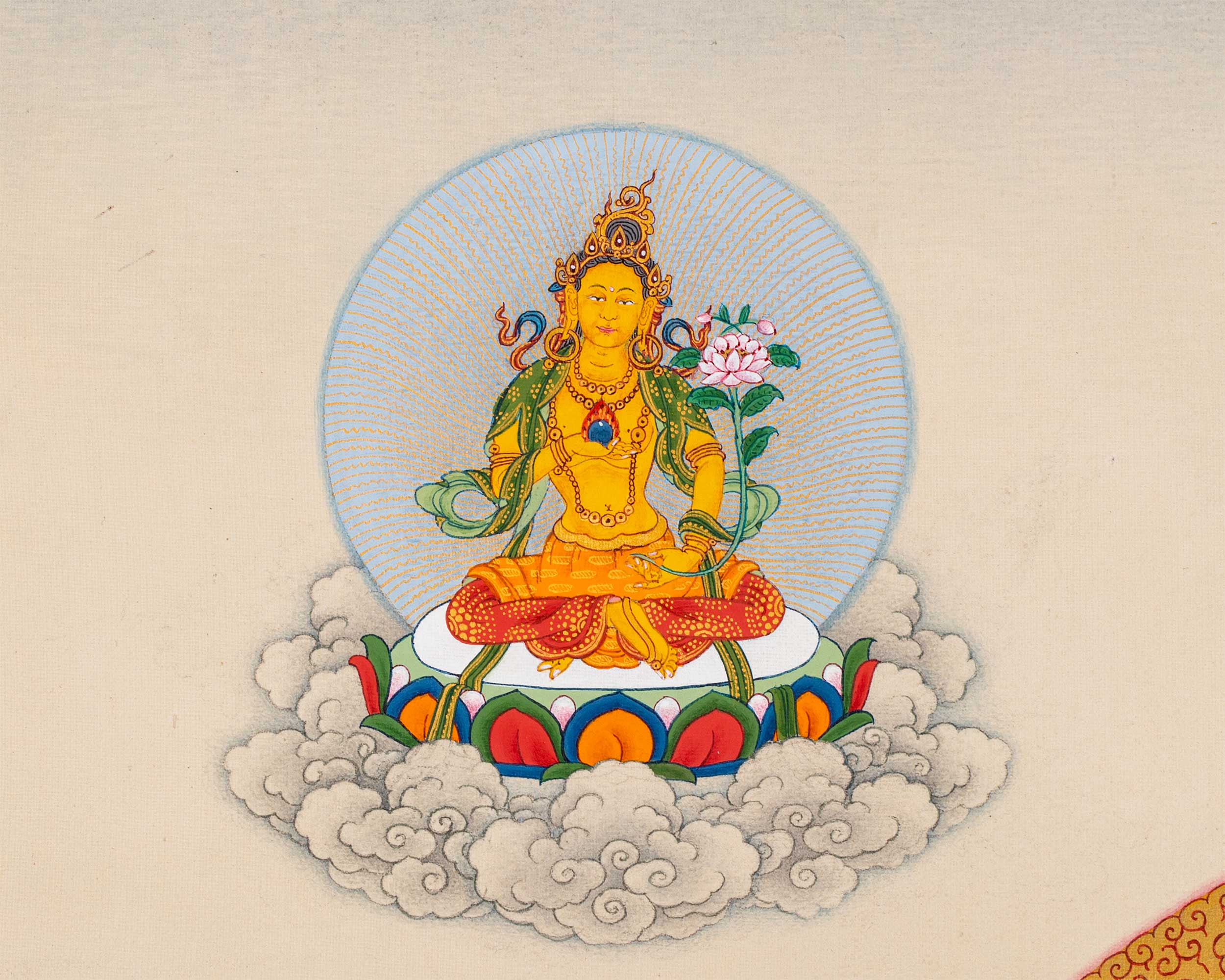 Gyalwa Gyasto Mandala Thangka Print | Chenresig with Vajravarahi Painting