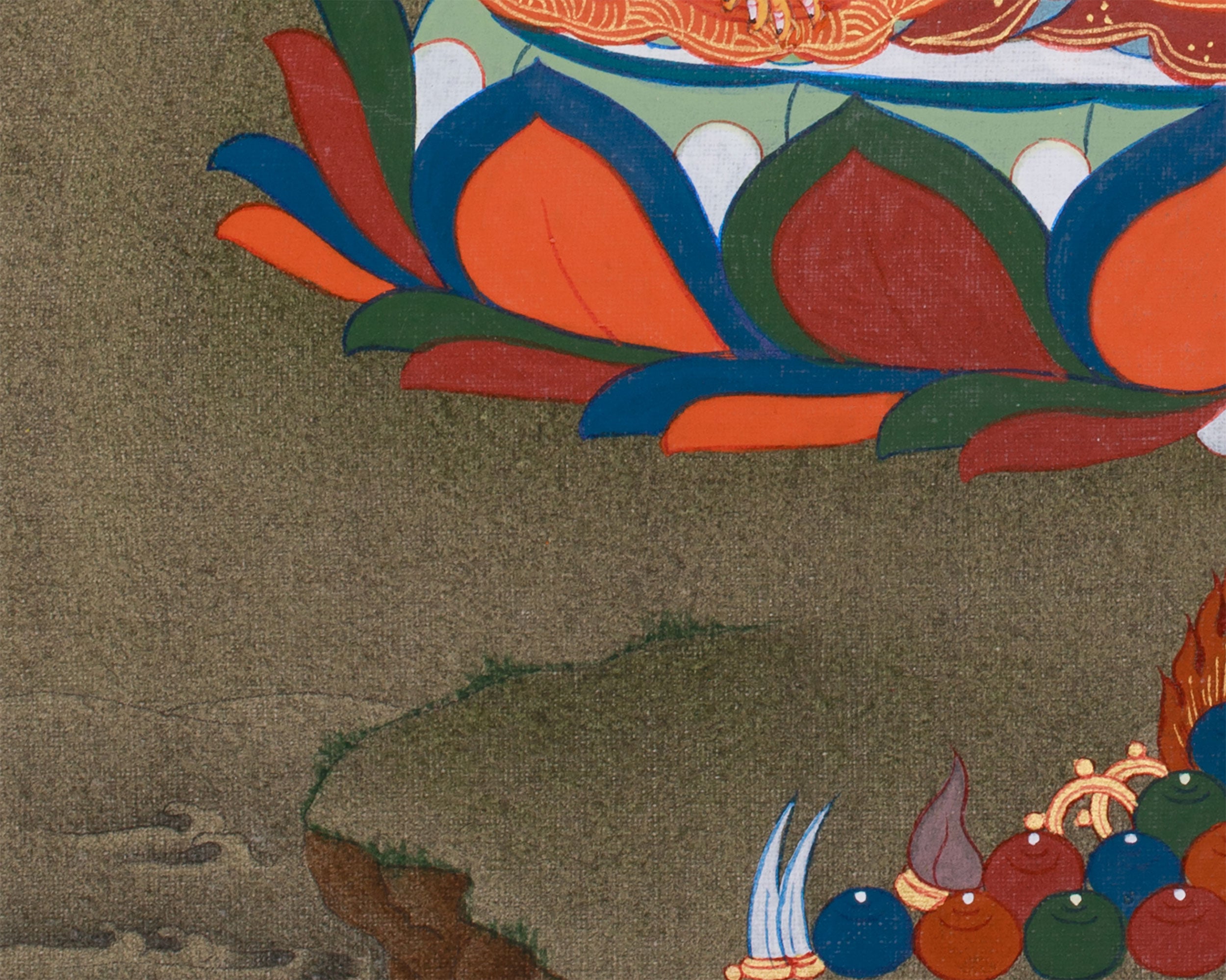 Meditating Buddha Shakyamuni | Thangka Painting of the Enlightened One With Brocade