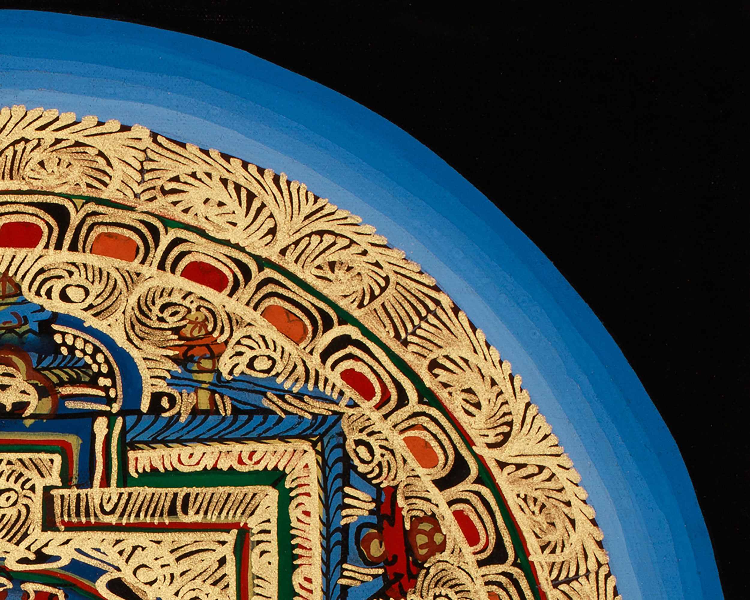 Gold-Embellished Om Mandala Thangka | Spiritual Meditation Art