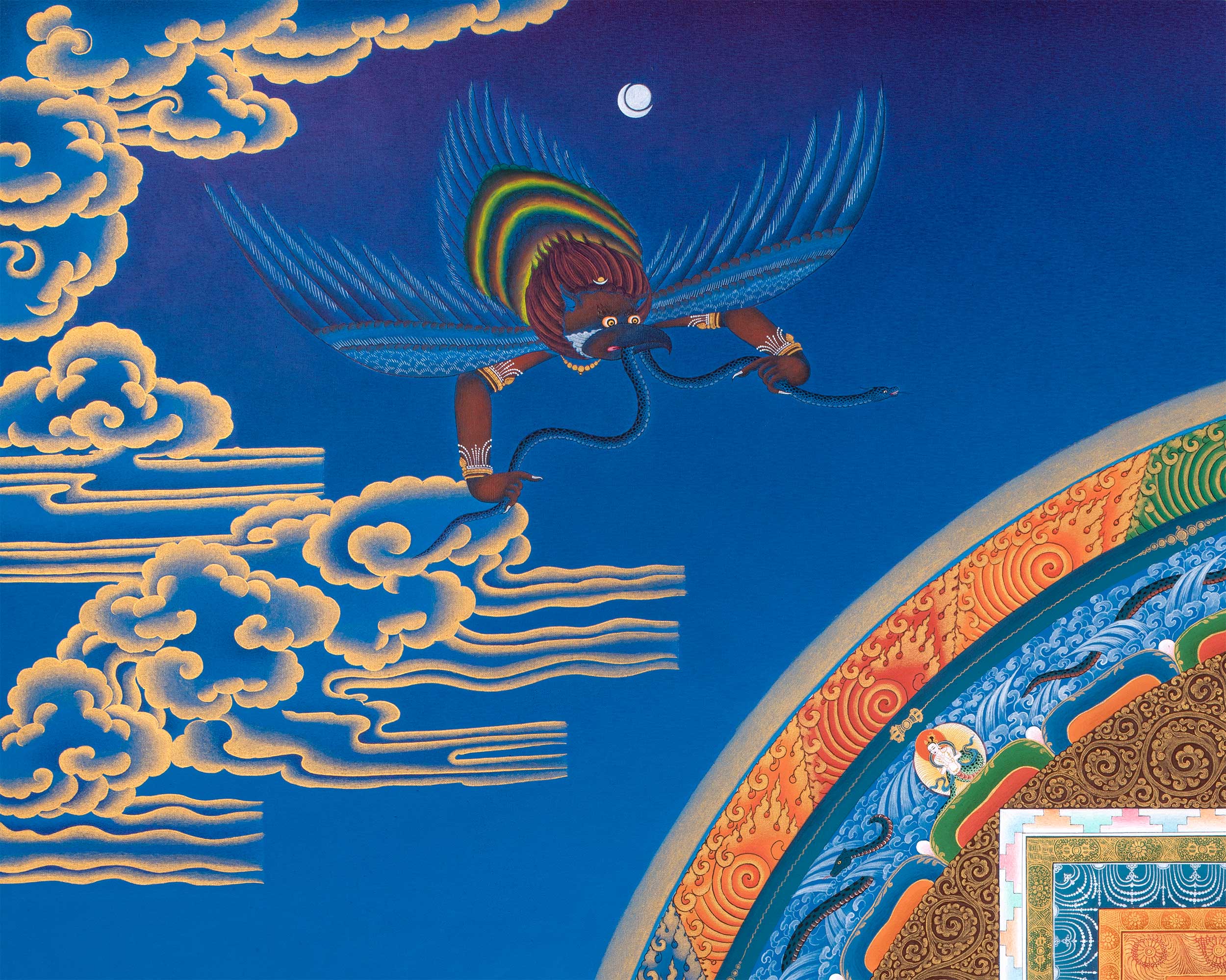 Chenresig Mandala Thangka Print | Traditional Tibetan Mandala Artwork