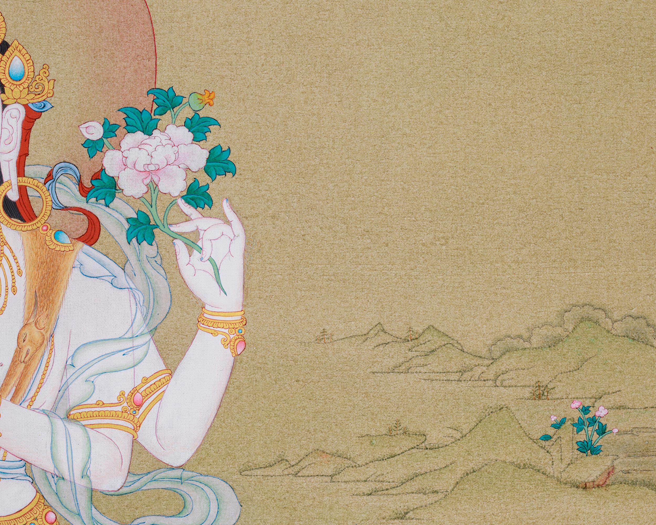 Lokesvara Chenrezig Thangka | Compassion and Wisdom in Divine Form